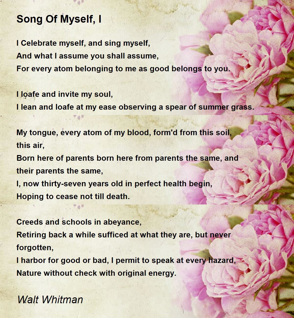 Song Of Myself, I Poem by Walt Whitman - Poem Hunter Comments