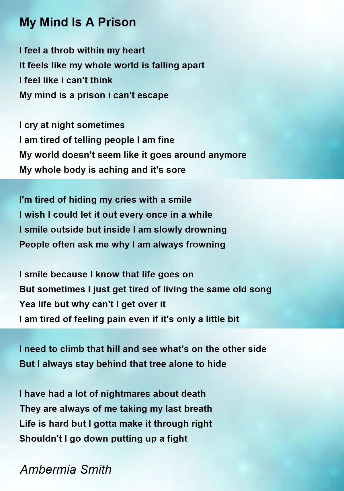 My Mind Is A Prison Poem by Ambermia Smith - Poem Hunter