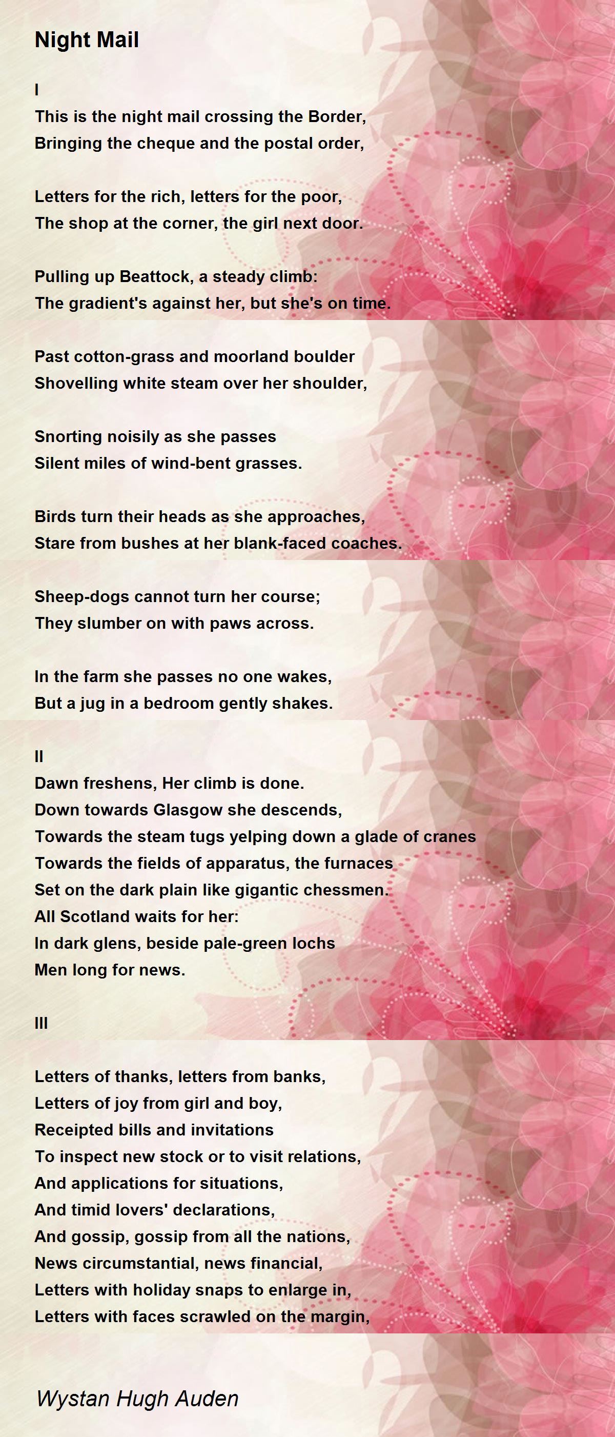 Night Mail Poem by Wystan Hugh Auden - Poem Hunter