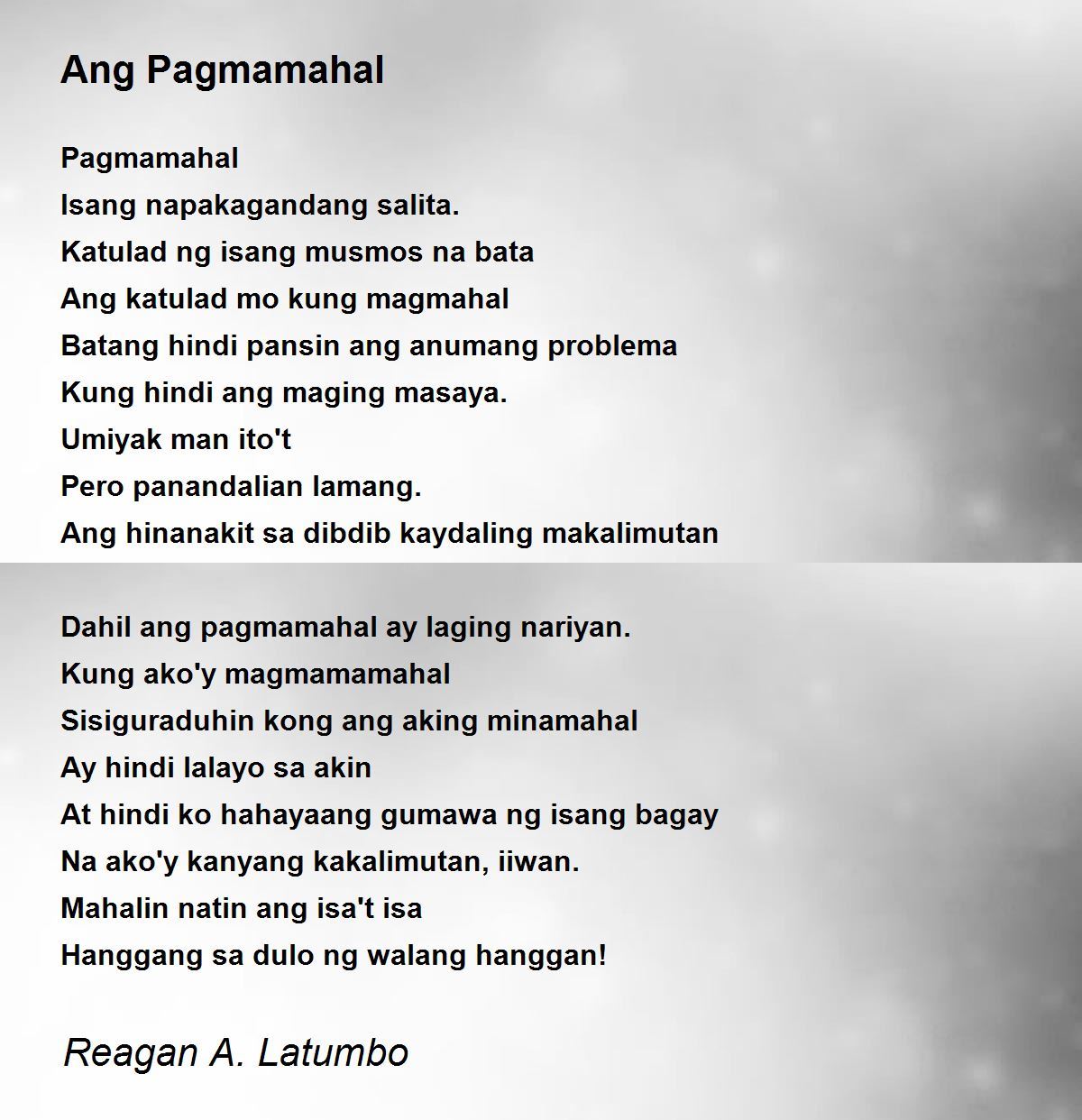 Ang Pagmamahal Poem by Reagan A. Latumbo - Poem Hunter