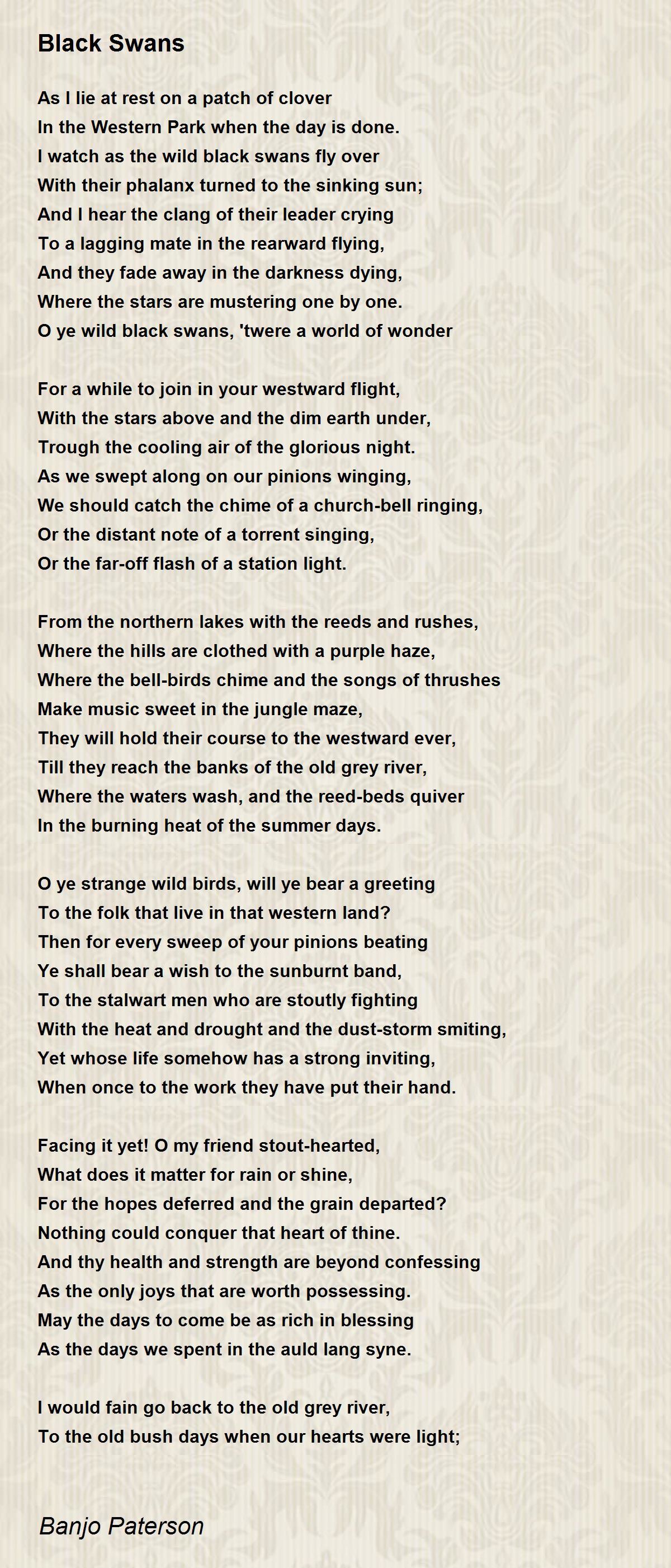 Black Swans Poem by Banjo Paterson - Poem Hunter