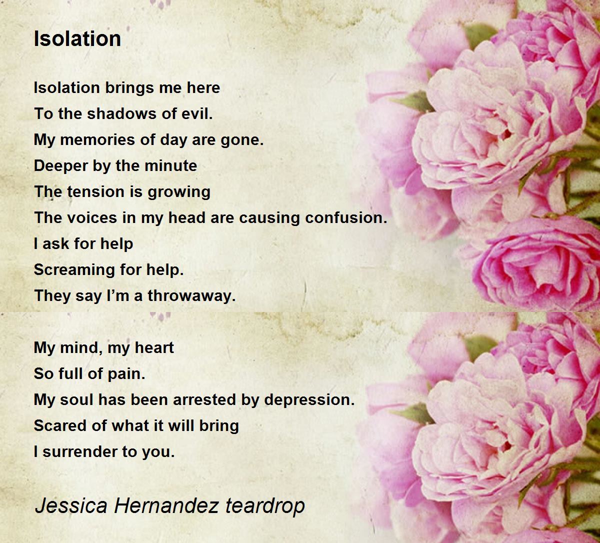 Isolation Poem by Lyric Hernandez teardrop Poem Hunter