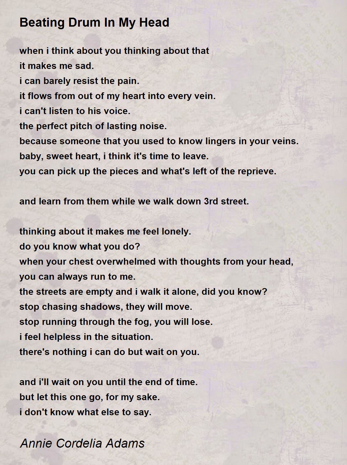 Beating Drum In My Head by Annie Cordelia Adams Beating Drum In My