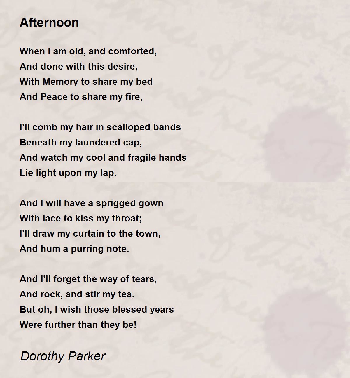 Afternoon Poem by Dorothy Parker - Poem Hunter Comments