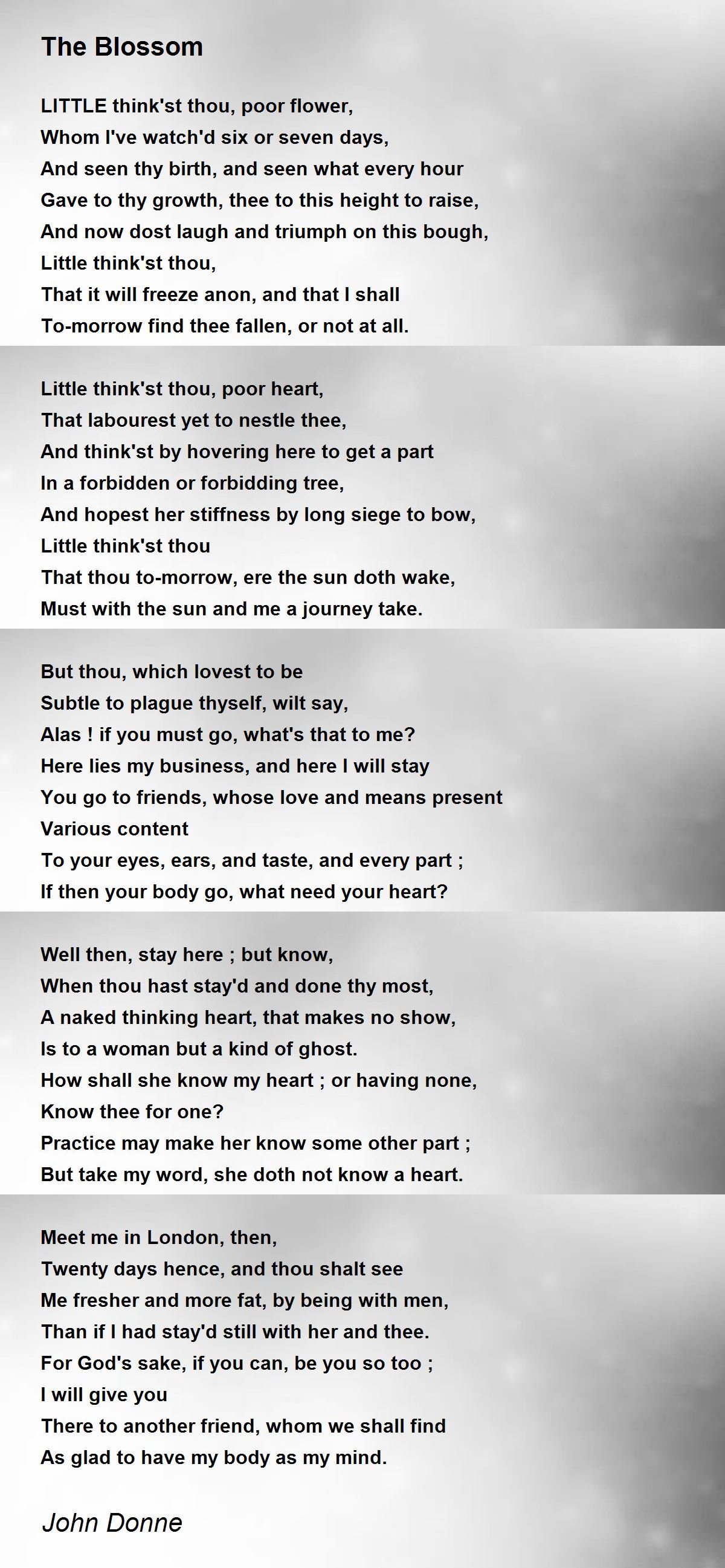 The Blossom Poem by John Donne - Poem Hunter Comments