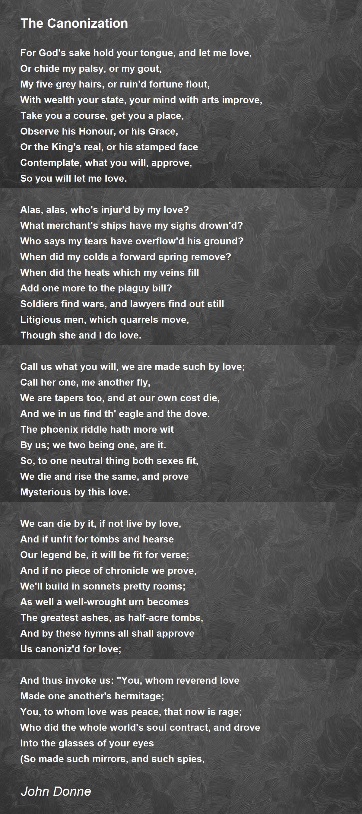 The Canonization Poem by John Donne - Poem Hunter