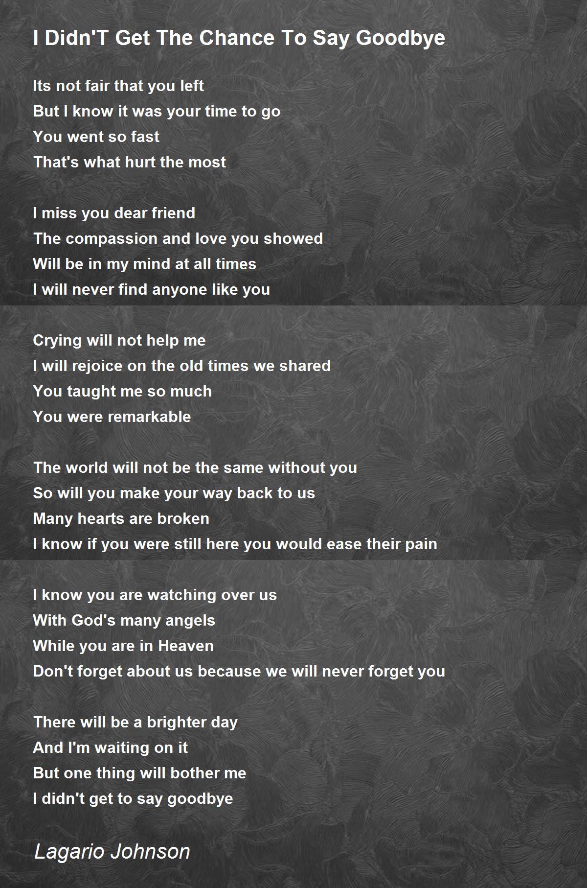 Loved one poems saying about goodbye to a 21 Sympathy