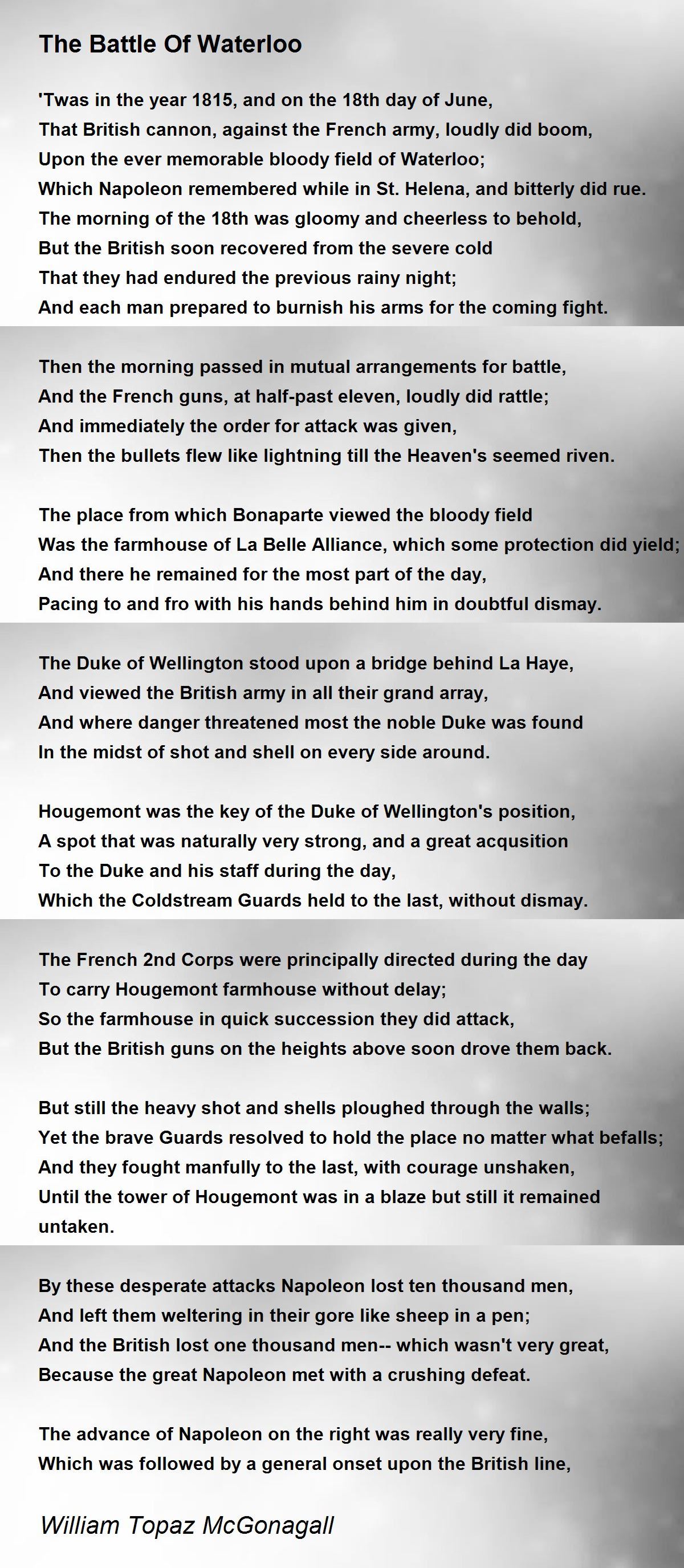The Battle Of Waterloo Poem by William Topaz McGonagall - Poem Hunter