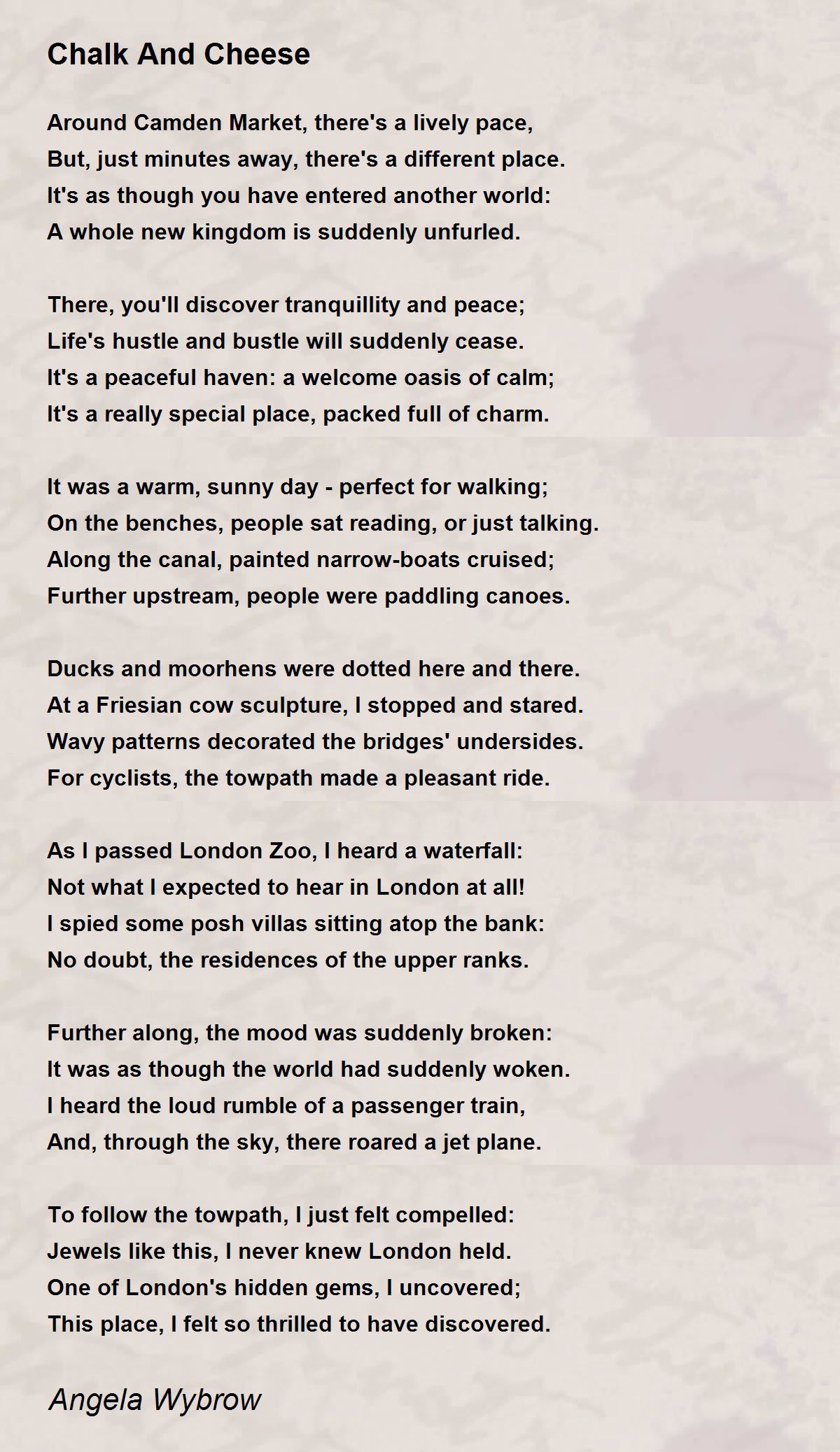 Chalk And Cheese Chalk And Cheese Poem by Angela Wybrow