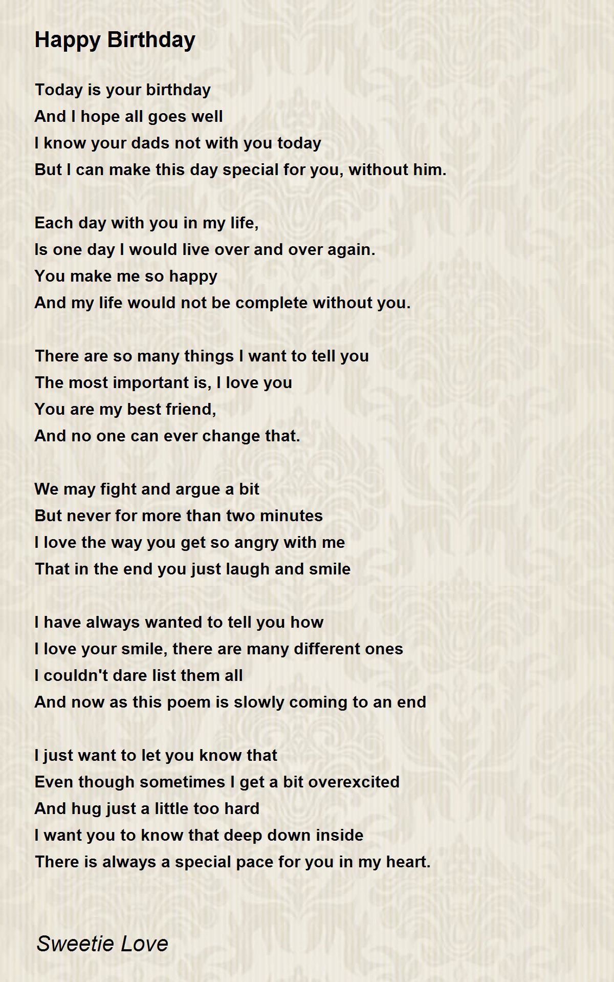 Happy Birthday By Sweetie Love Happy Birthday Poem