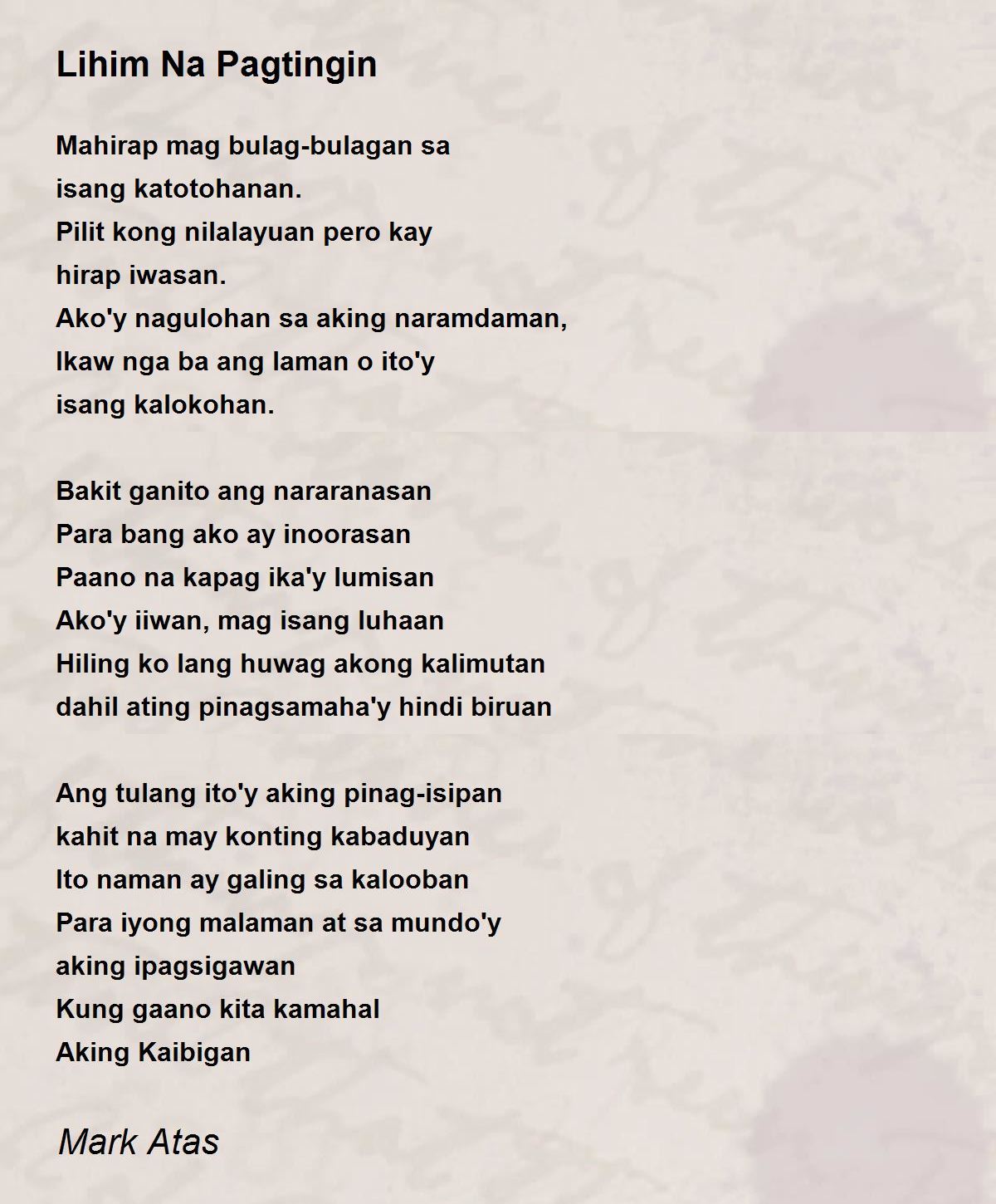 Tula Tungkol Sa Pag Ibig Ng Kaibigan - matalik kaibigan