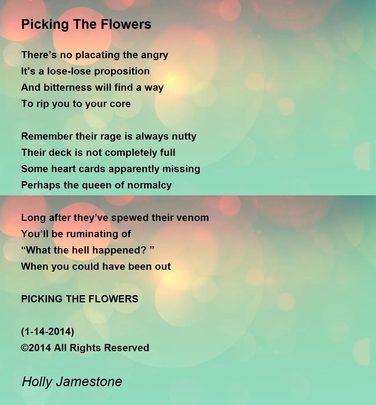Picking The Flowers by Holly Jamestone Picking The Flowers Poem