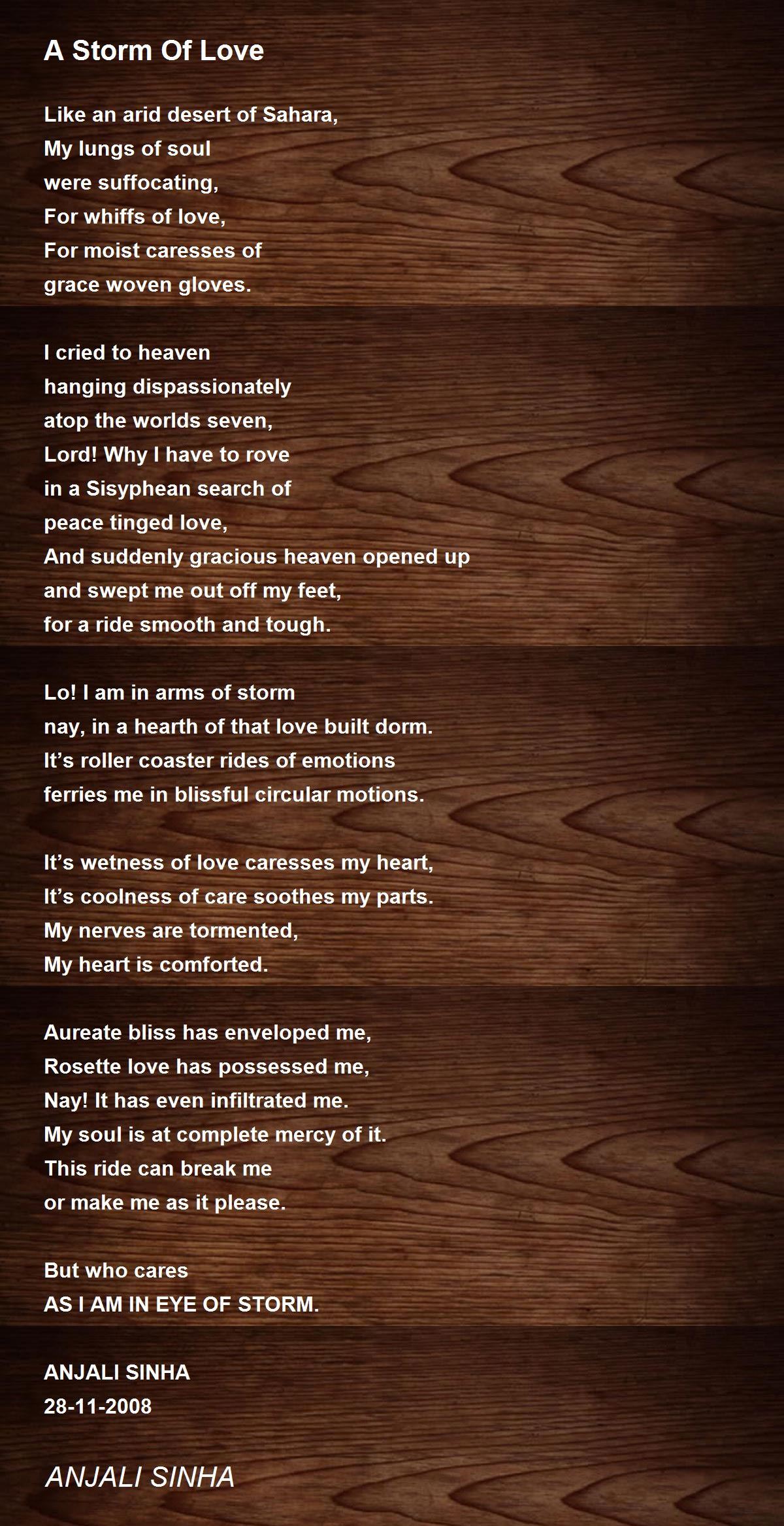 A Storm Of Love Poem by ANJALI SINHA - Poem Hunter