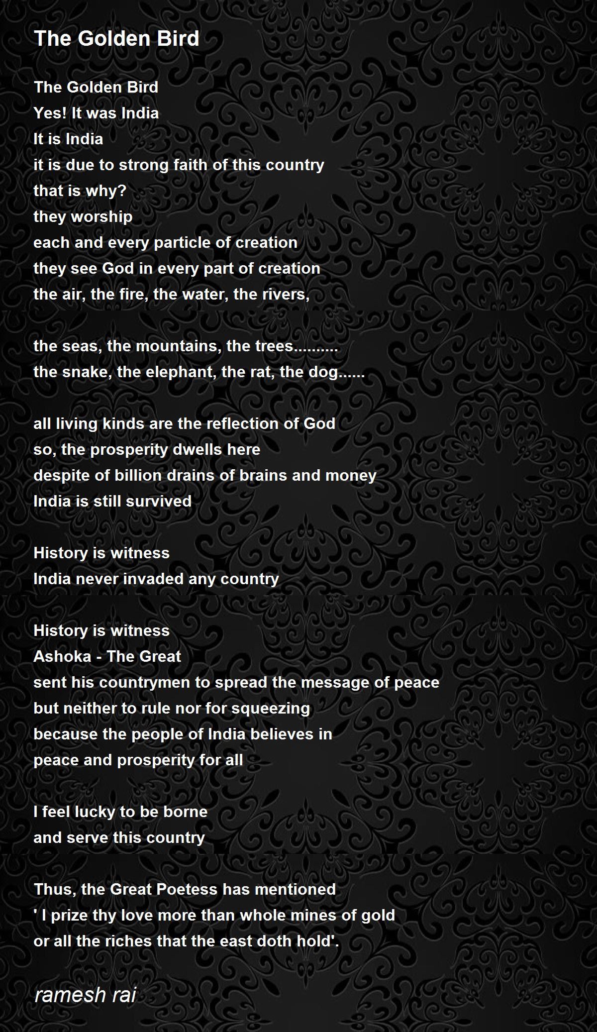 The Golden Bird The Golden Bird Poem by ramesh rai