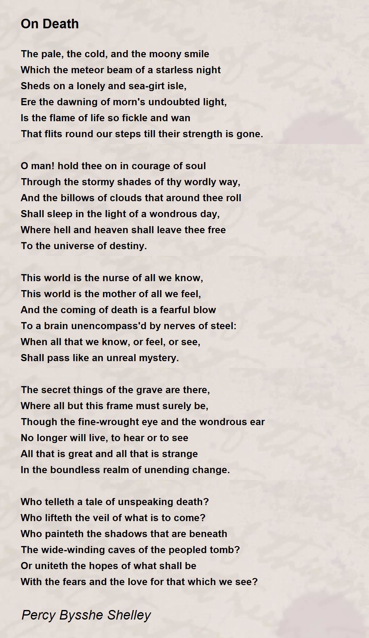 On Death by Percy Bysshe Shelley - On Death Poem