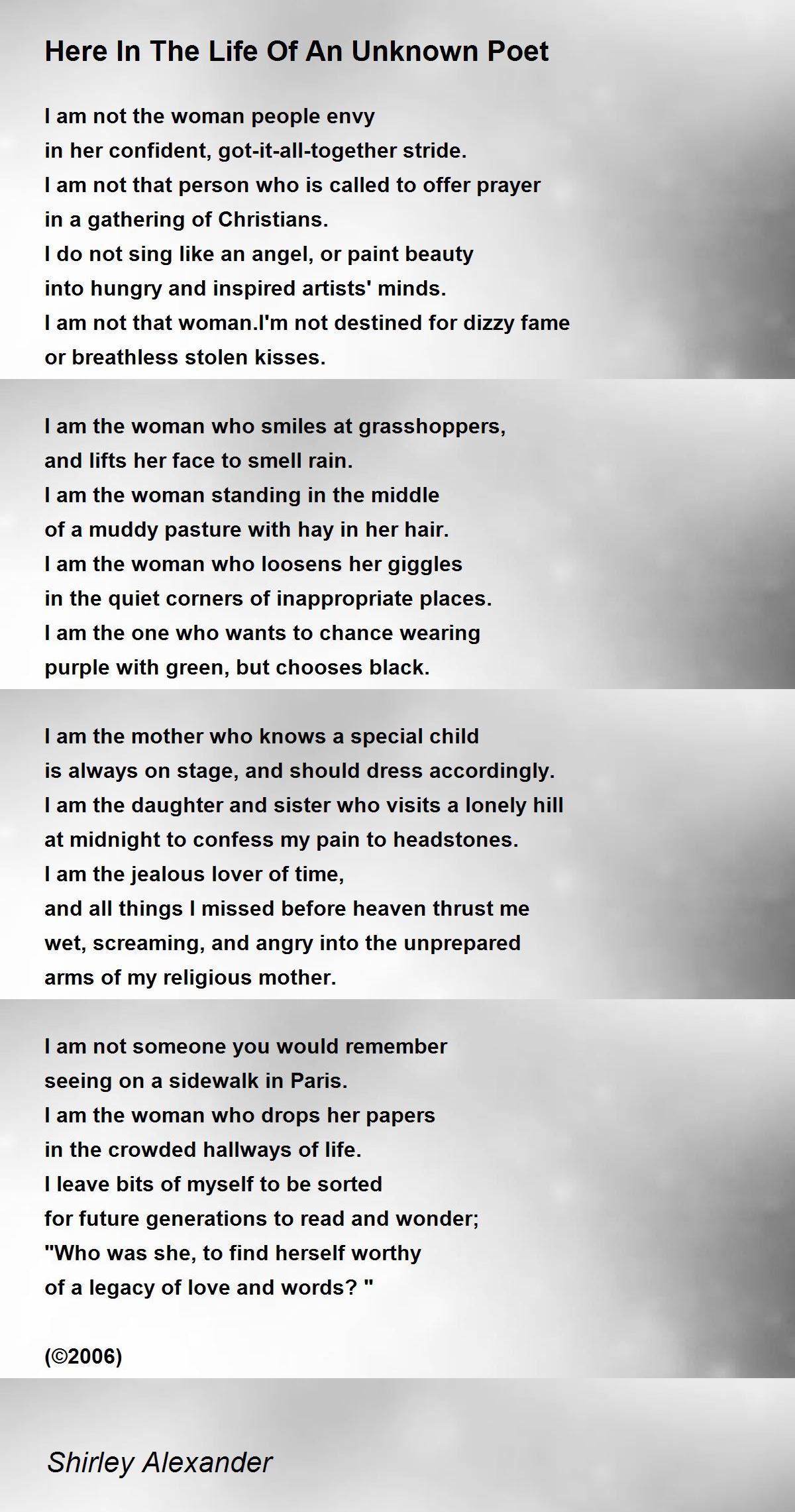 Here In The Life Of An Unknown Poet Here In The Life Of An Unknown