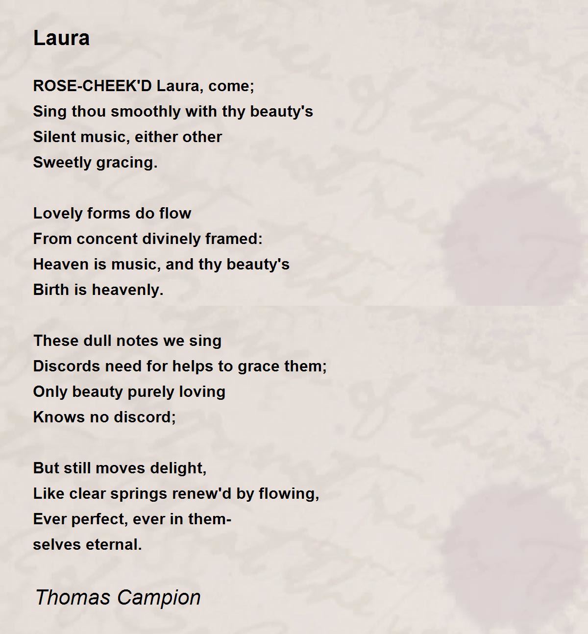 Laura Poem by Thomas Campion - Poem Hunter