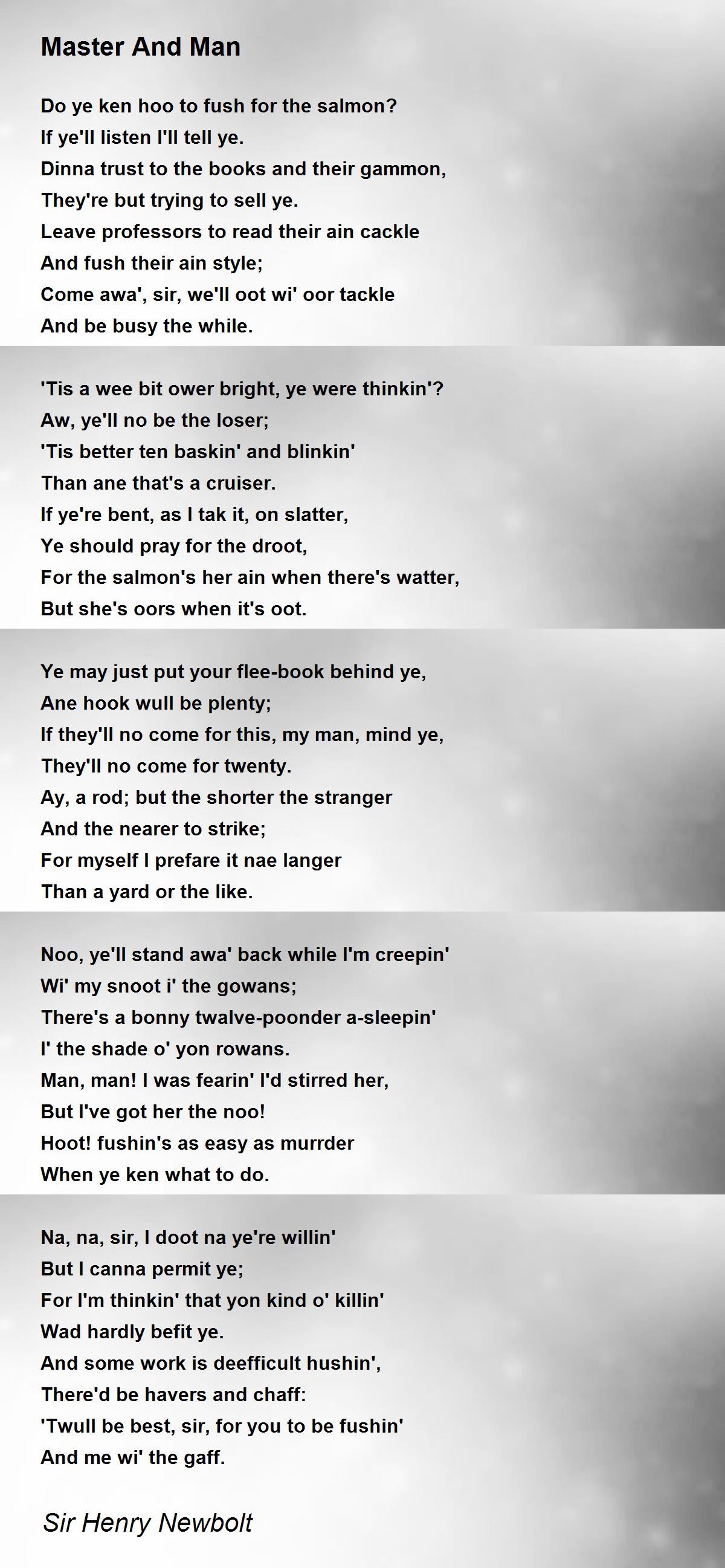 Master And Man Master And Man Poem by Sir Henry Newbolt