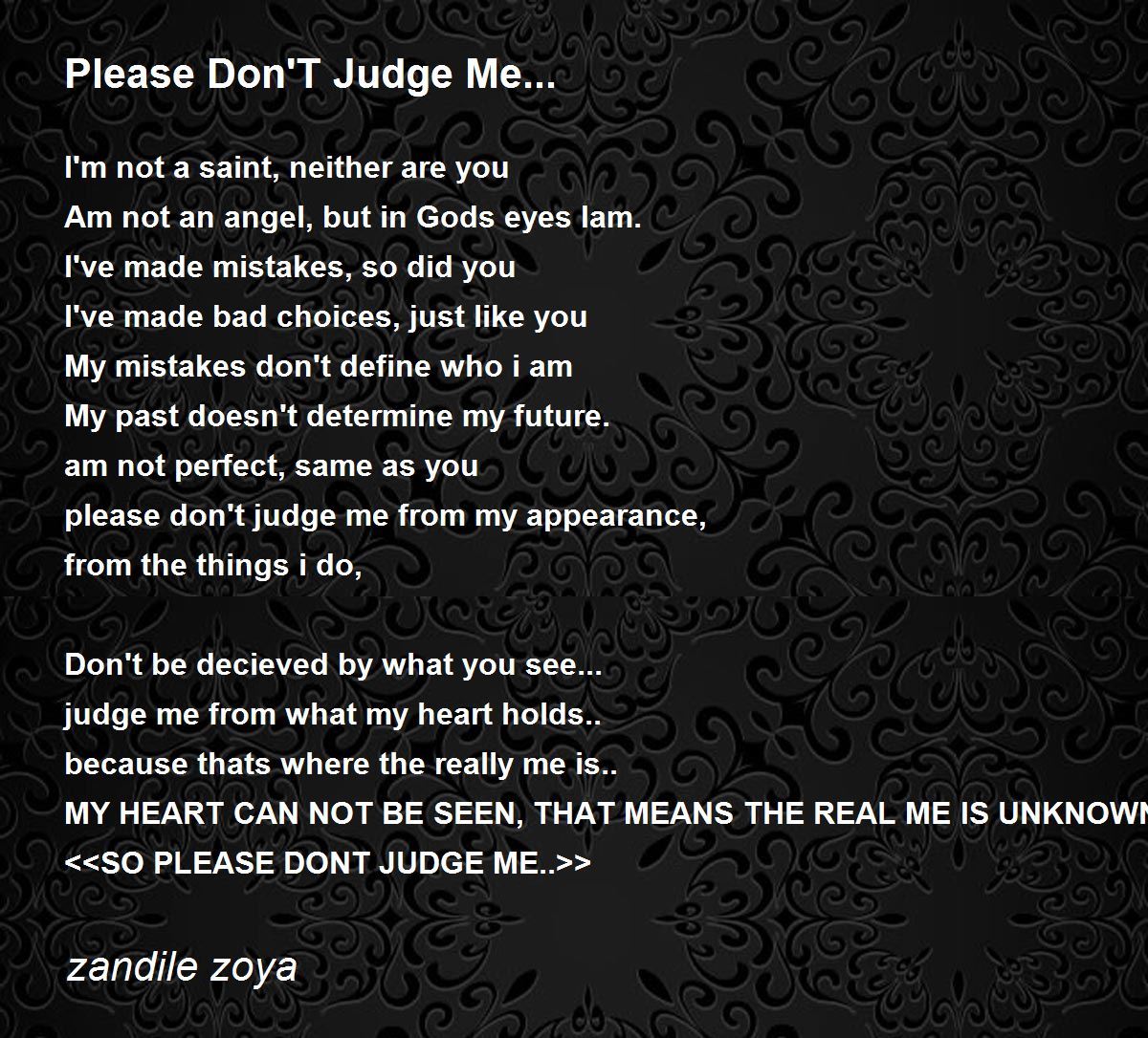 Please Don T Judge  Me  Poem  by zandile zoya Poem  Hunter