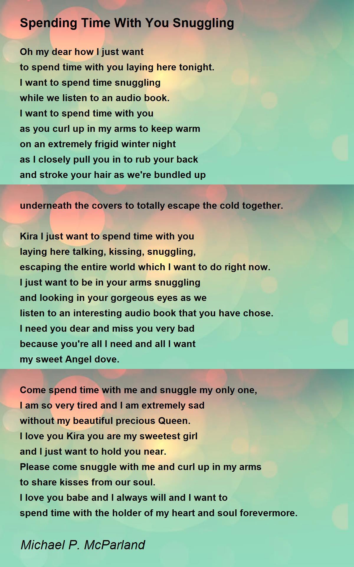 Spending Time With You Snuggling Poem by Michael P. McParland Poem Hunter