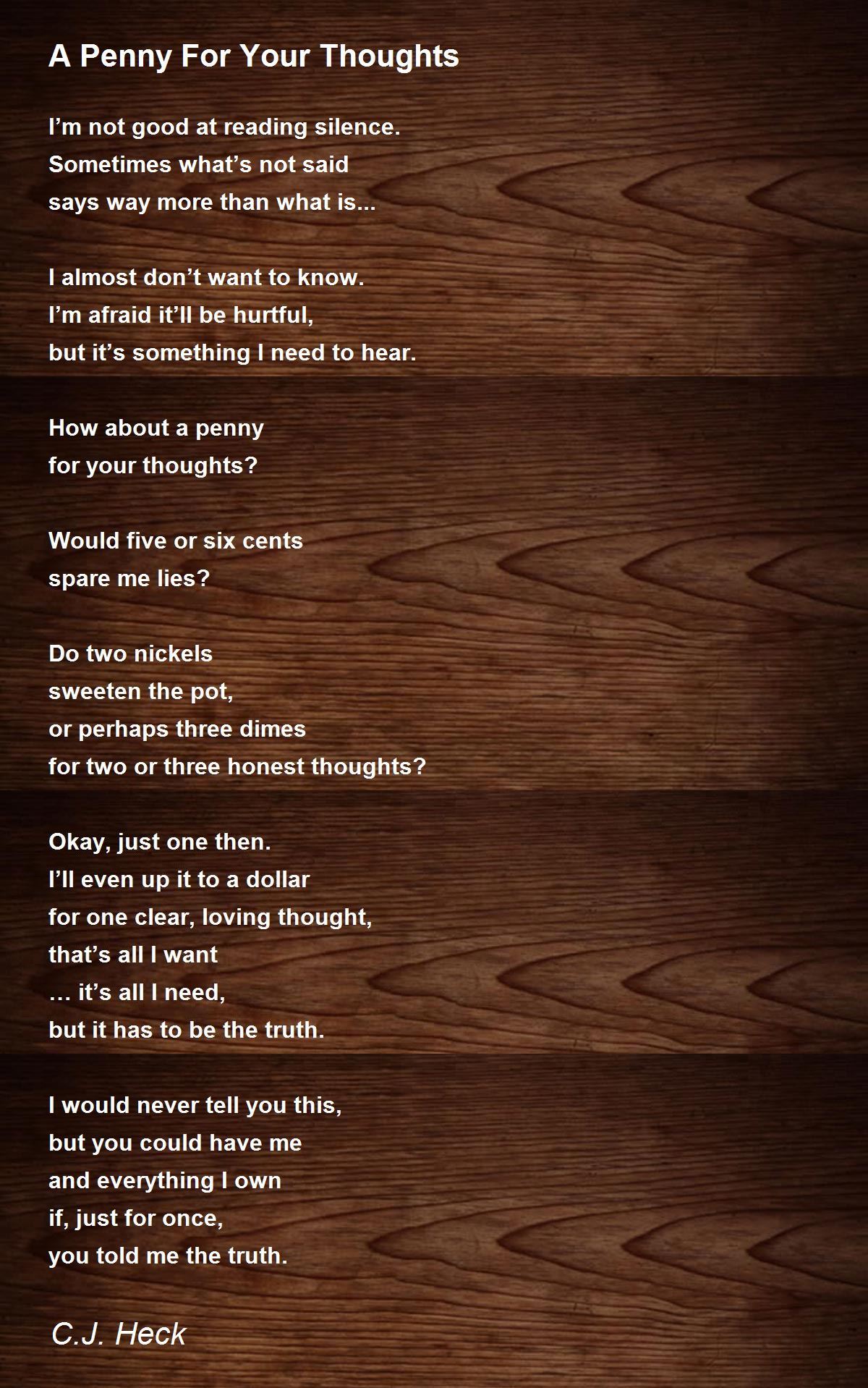 Penny for your thoughts poem