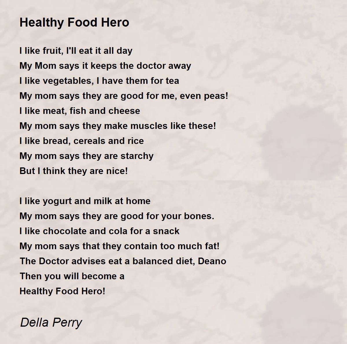 Eating Healthy Poems
