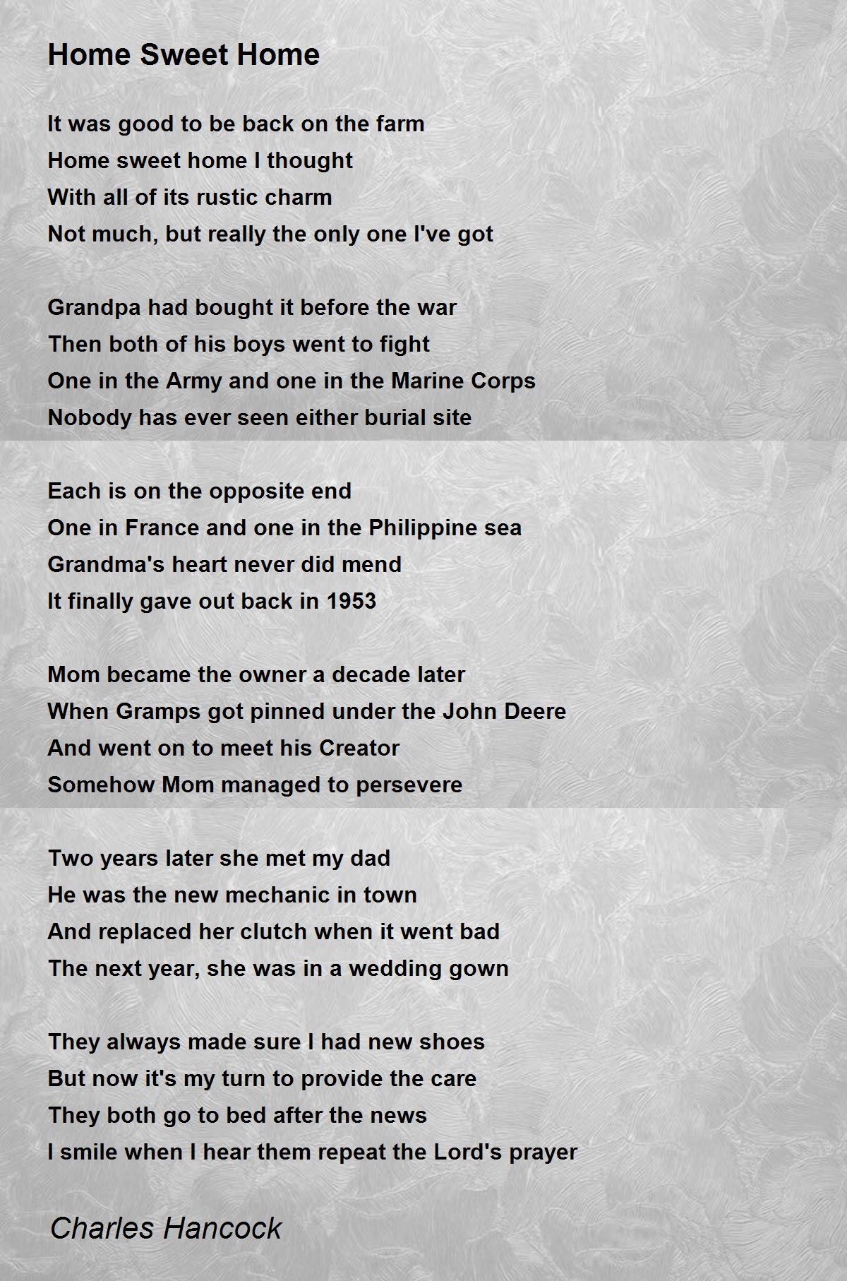 Home Sweet Home Home Sweet Home Poem by Charles Hancock