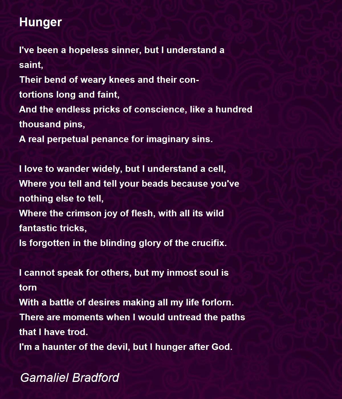 Hunger Poem by Gamaliel Bradford - Poem Hunter