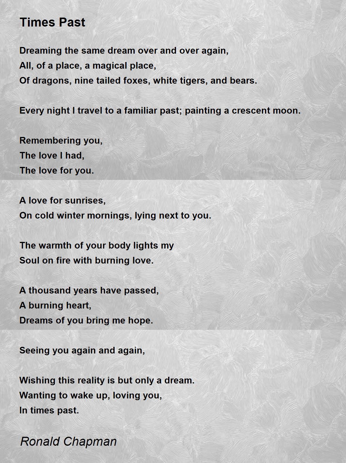 Times Past Times Past Poem by Ronald Chapman