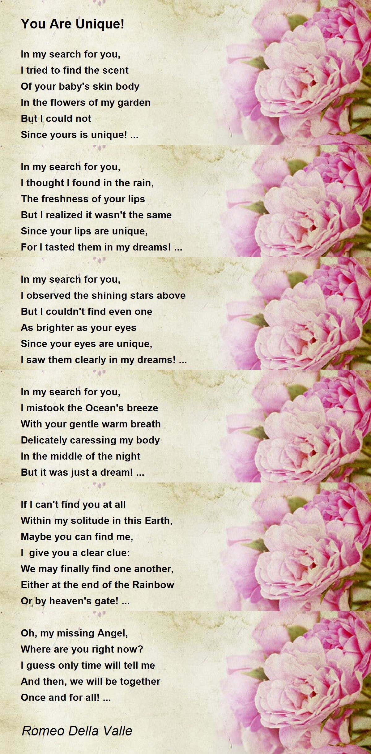 You Are Unique! You Are Unique! Poem by Romeo Della Valle