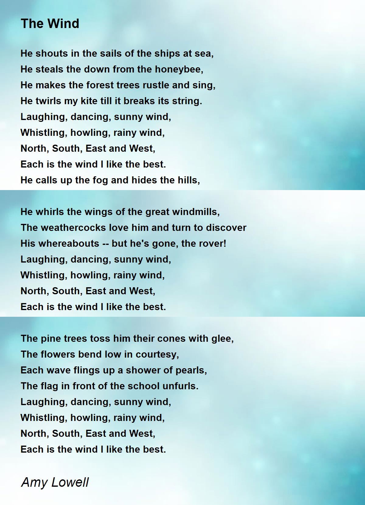 The Wind Poem by Amy Lowell - Poem Hunter
