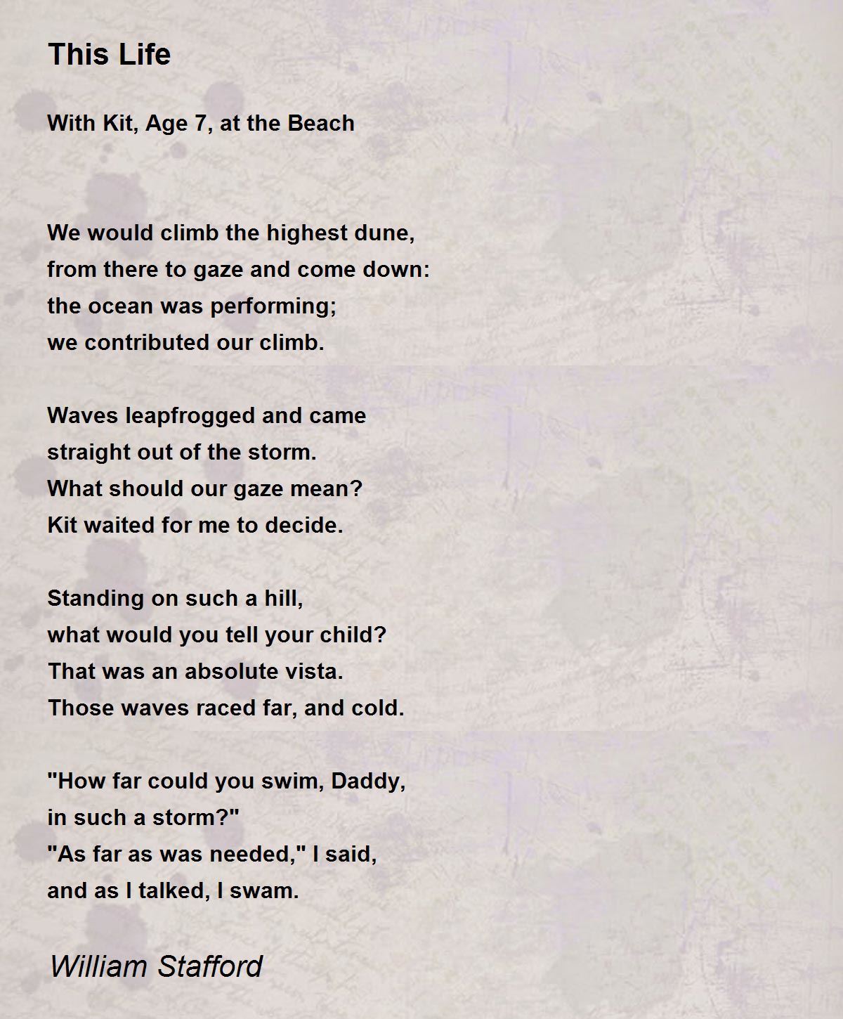 This Life Poem by William Stafford - Poem Hunter