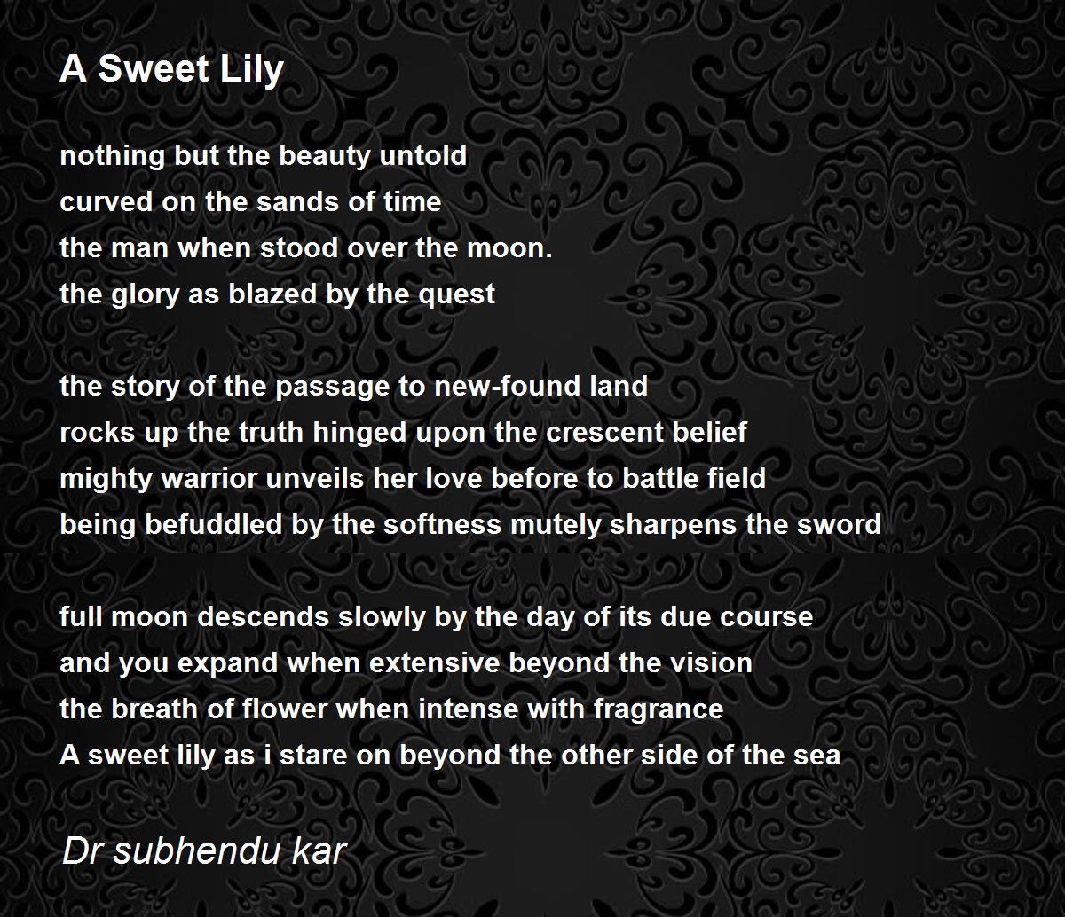 A Sweet Lily A Sweet Lily Poem by Dr subhendu kar