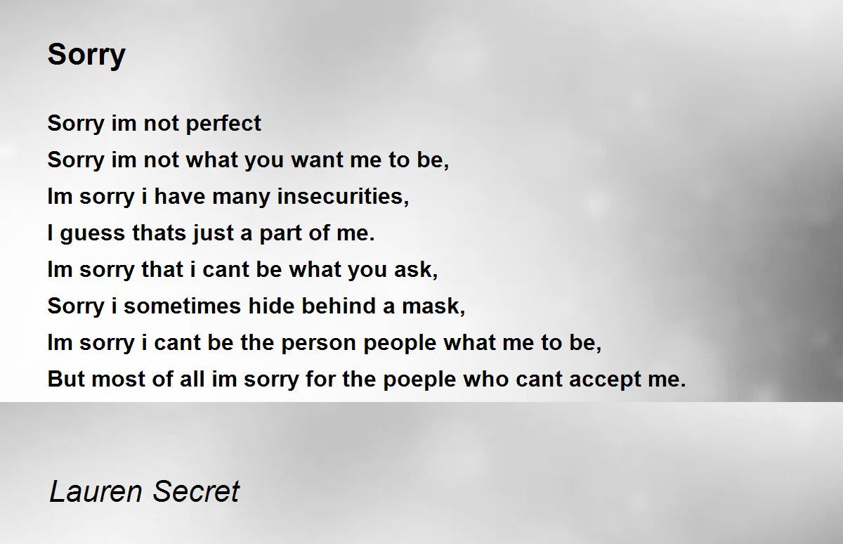 Sorry by Lauren Secret Sorry Poem