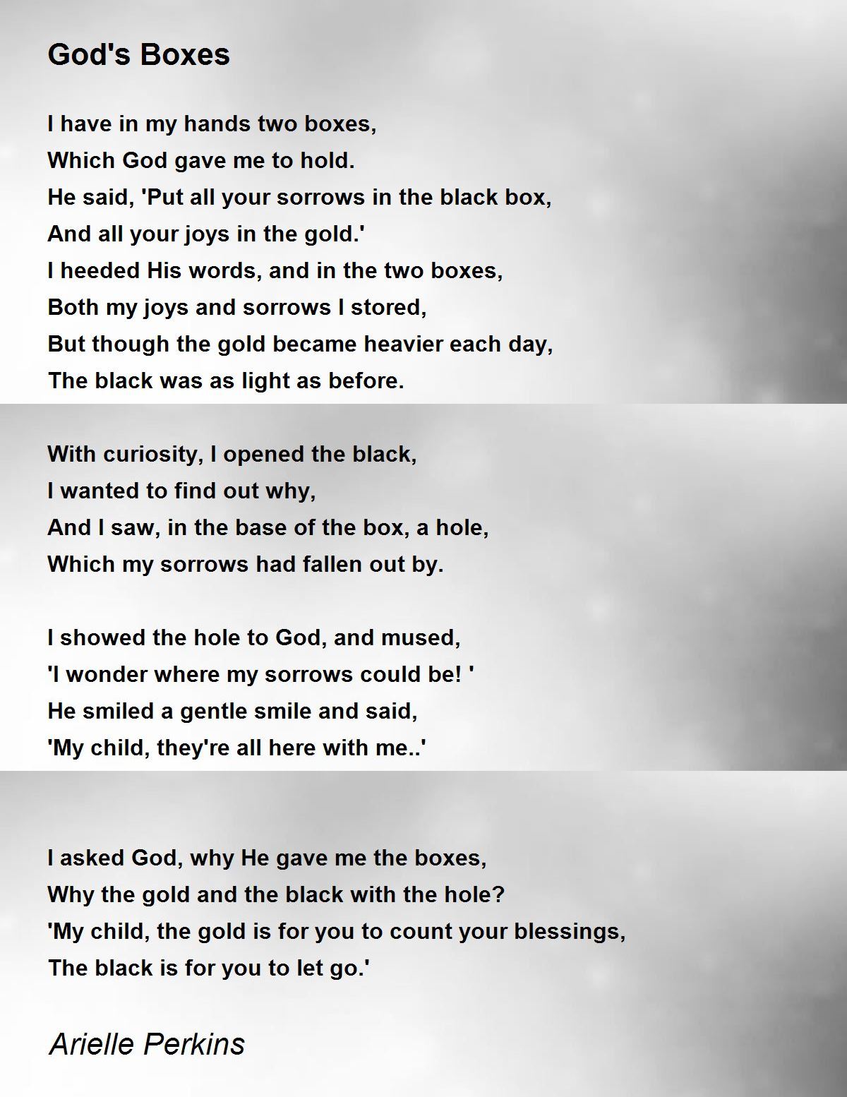God's Boxes Poem by Arielle Perkins - Poem Hunter