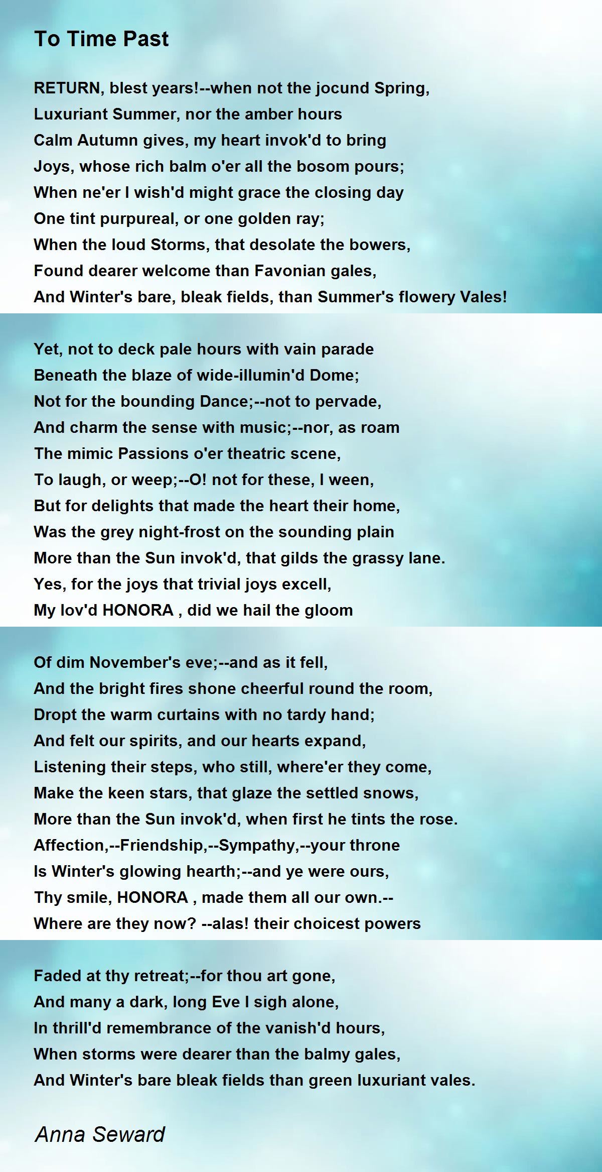 To Time Past To Time Past Poem by Anna Seward