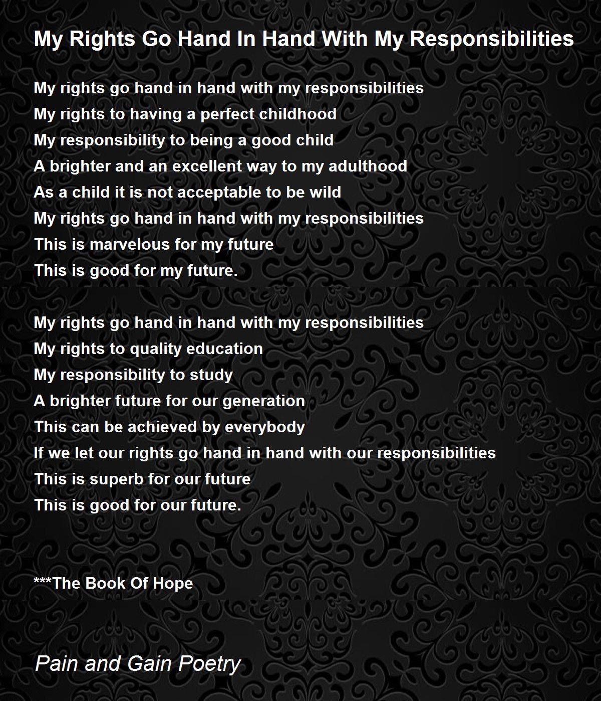 My Rights Go Hand In Hand With My Responsibilities Poem by Young Church