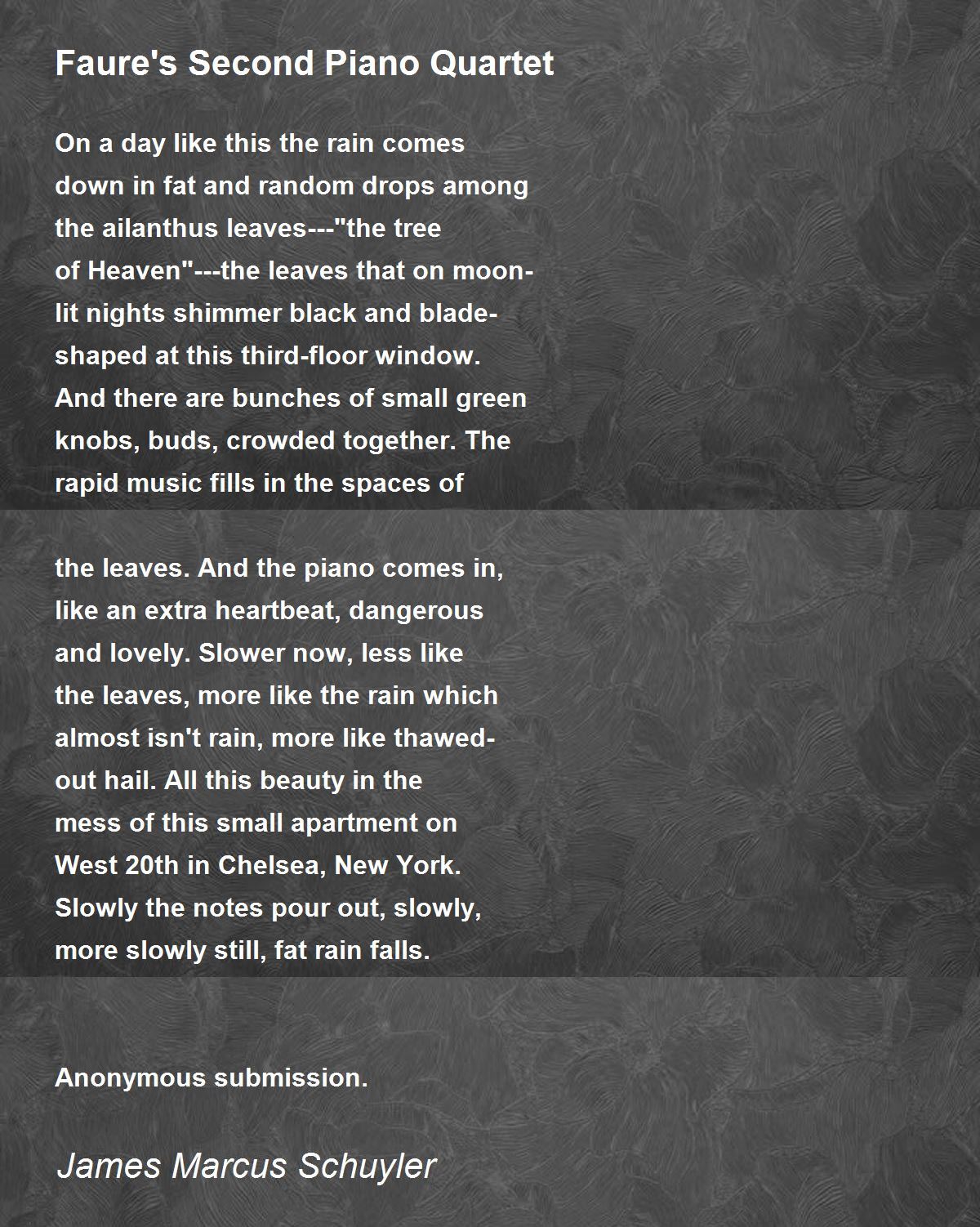 Faure's Second Piano Quartet Faure's Second Piano Quartet Poem by