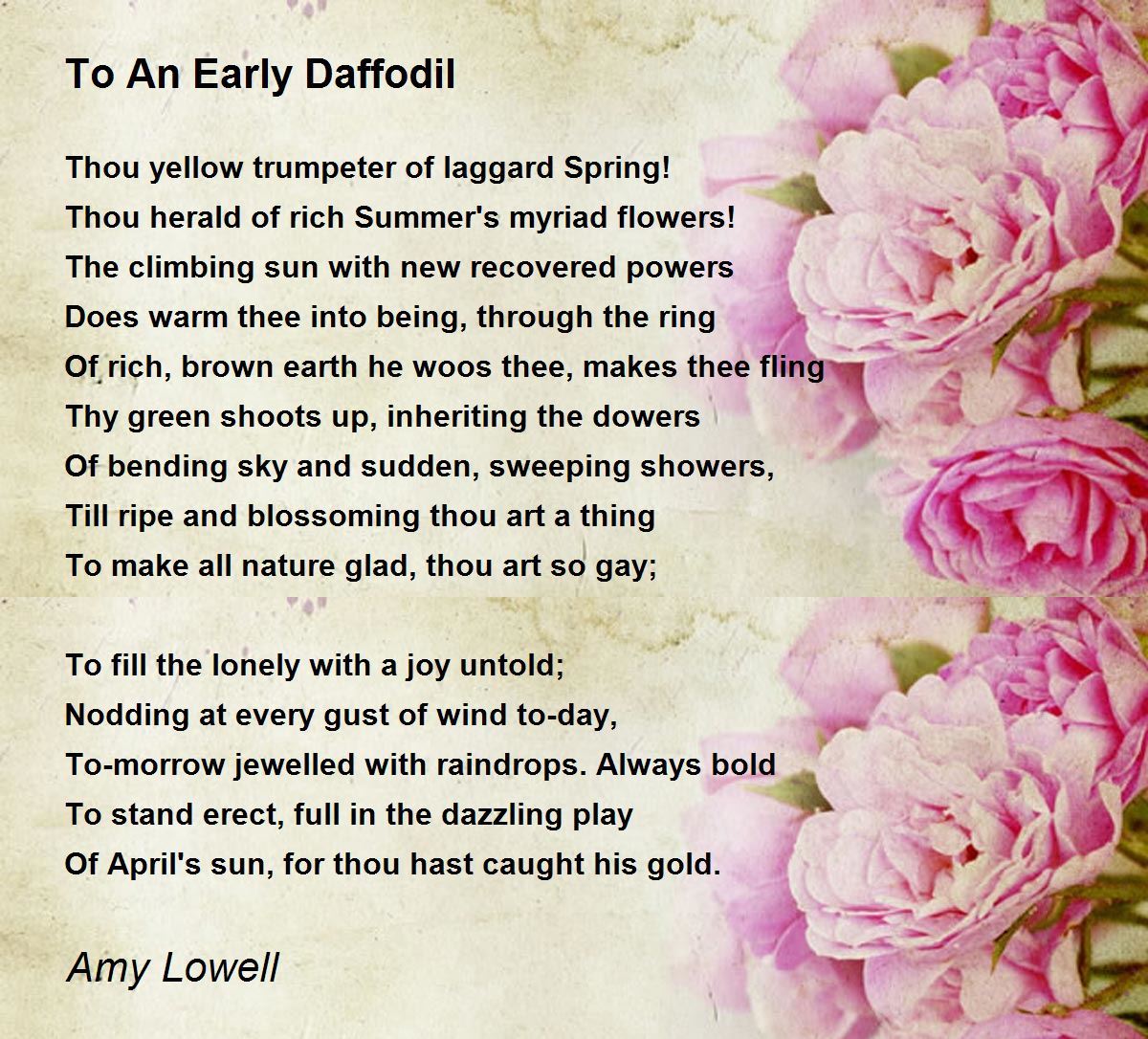 To An Early Daffodil To An Early Daffodil Poem by Amy Lowell