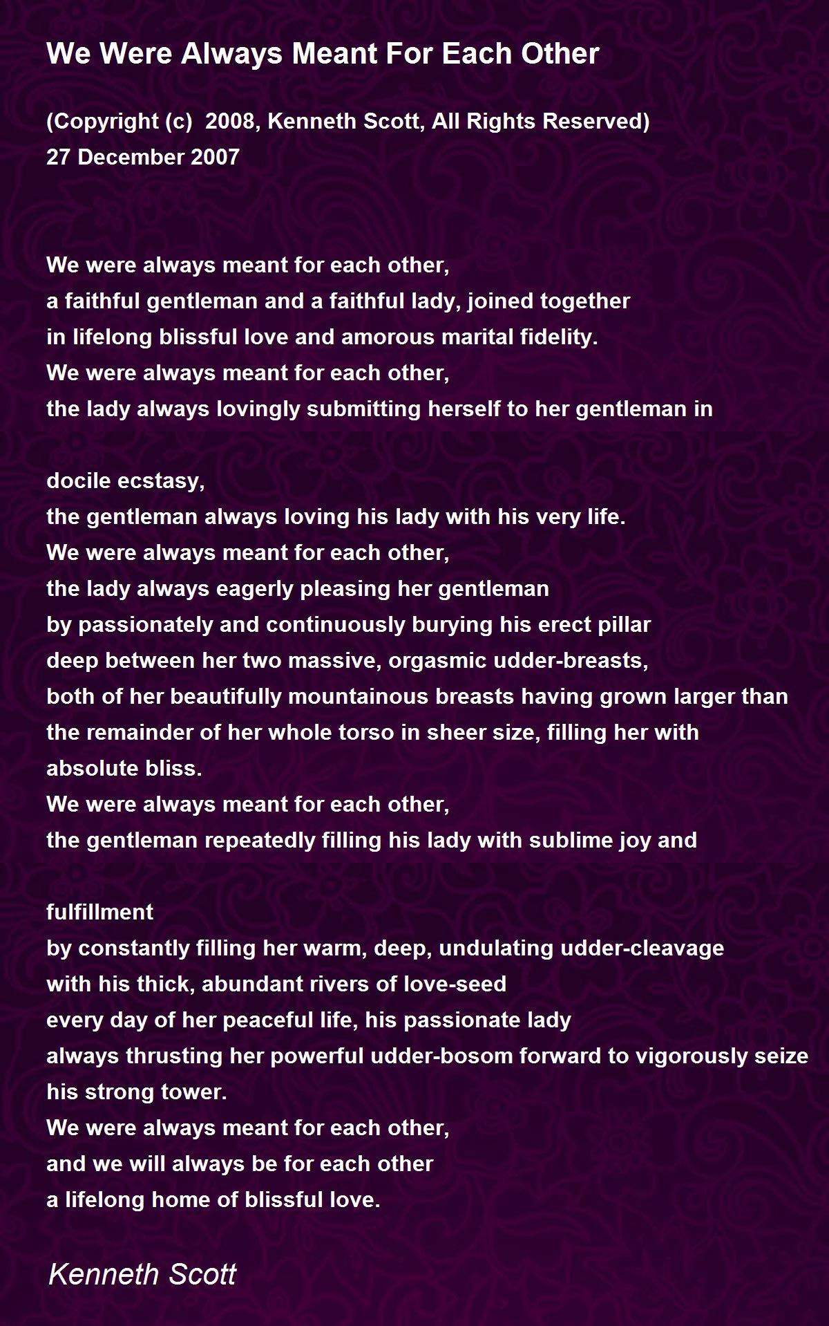 We Were Always Meant For Each Other We Were Always Meant For Each