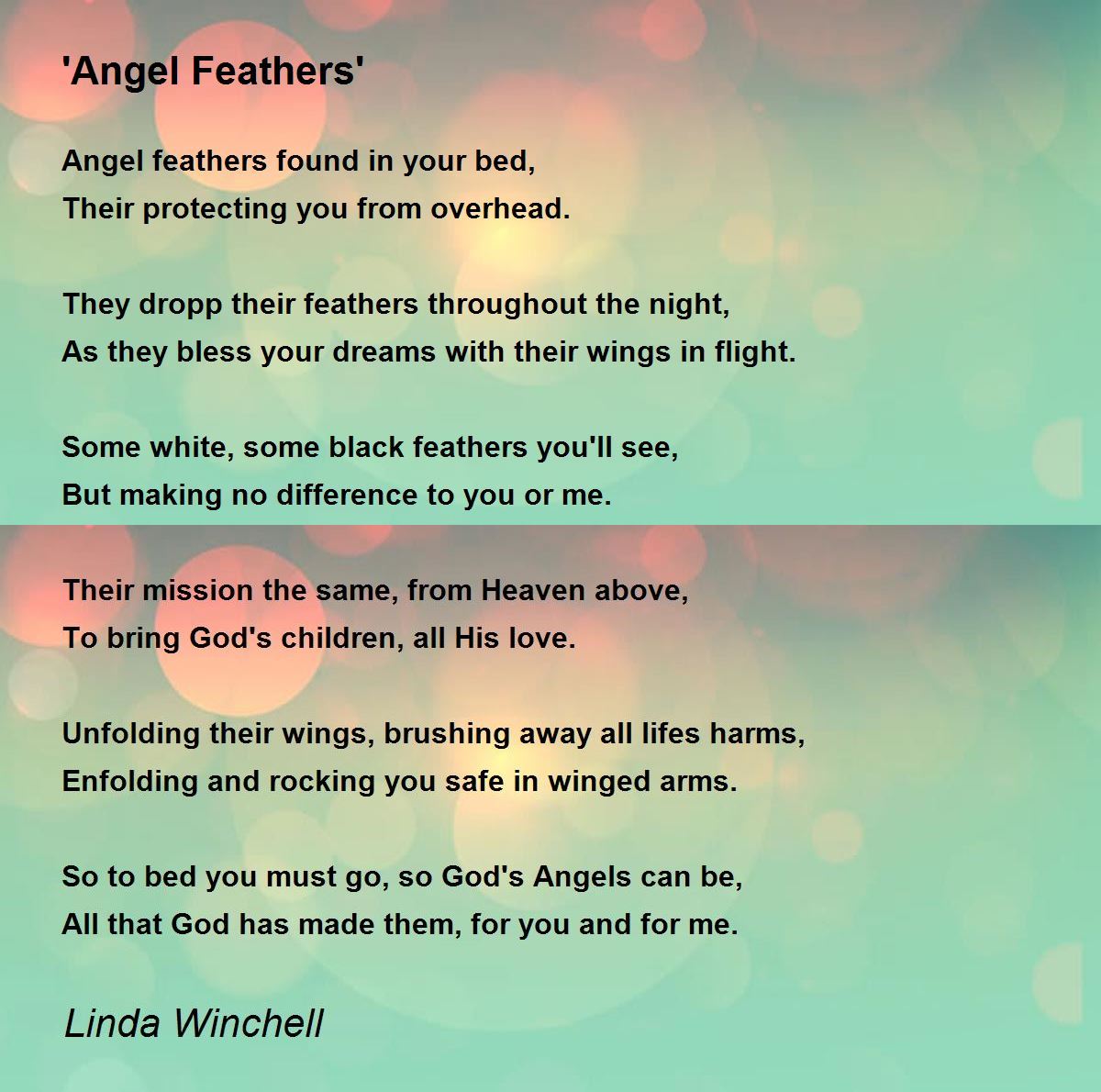 'Angel Feathers' Poem by Linda Winchell Poem Hunter Comments