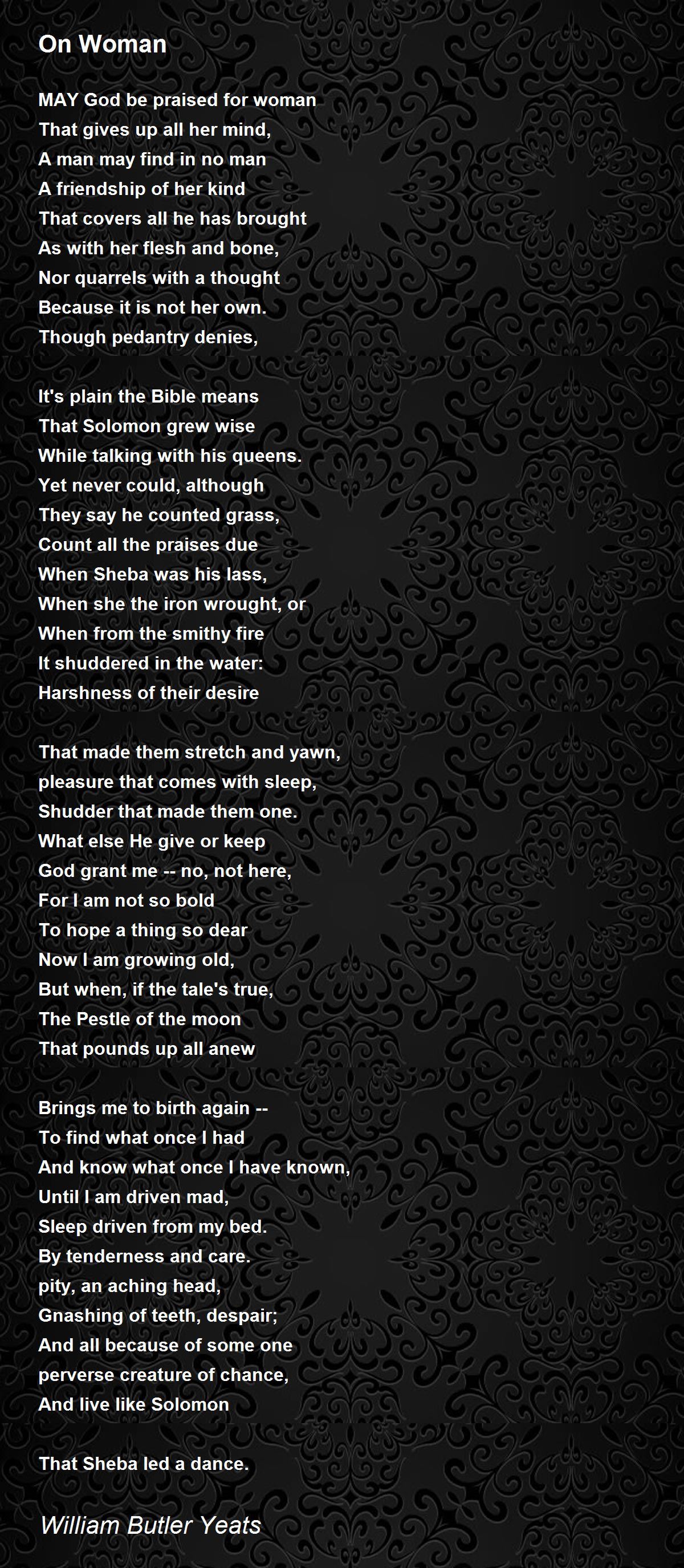 On Woman Poem by William Butler Yeats - Poem Hunter