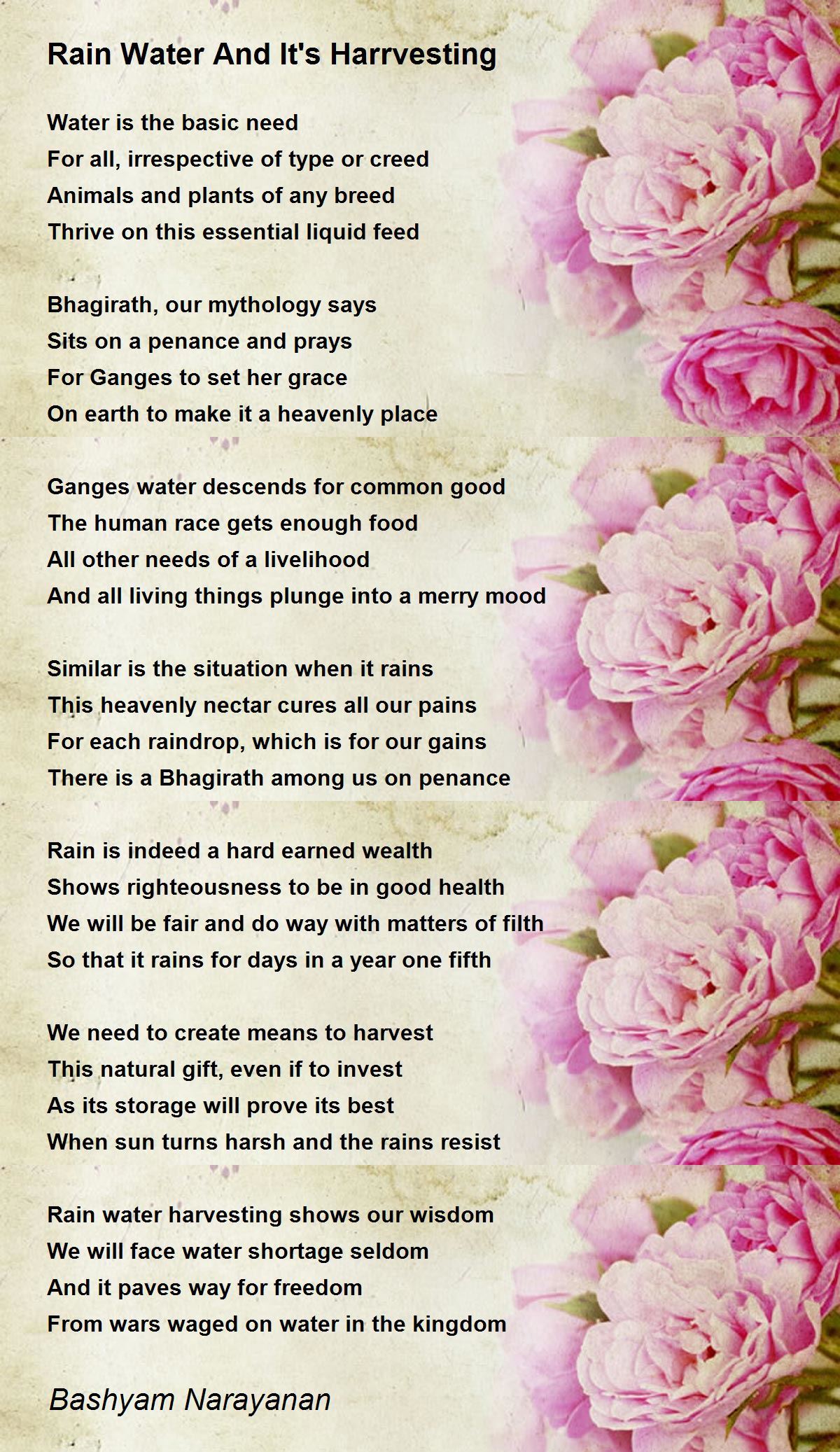 Rain Water And It s Harrvesting Rain Water And It s Harrvesting Poem