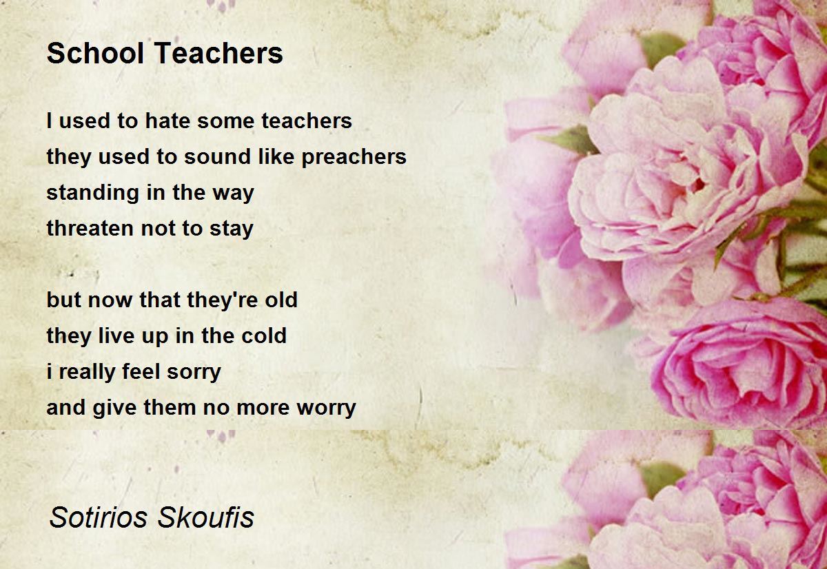 Teacher poem. Poem with arrive.