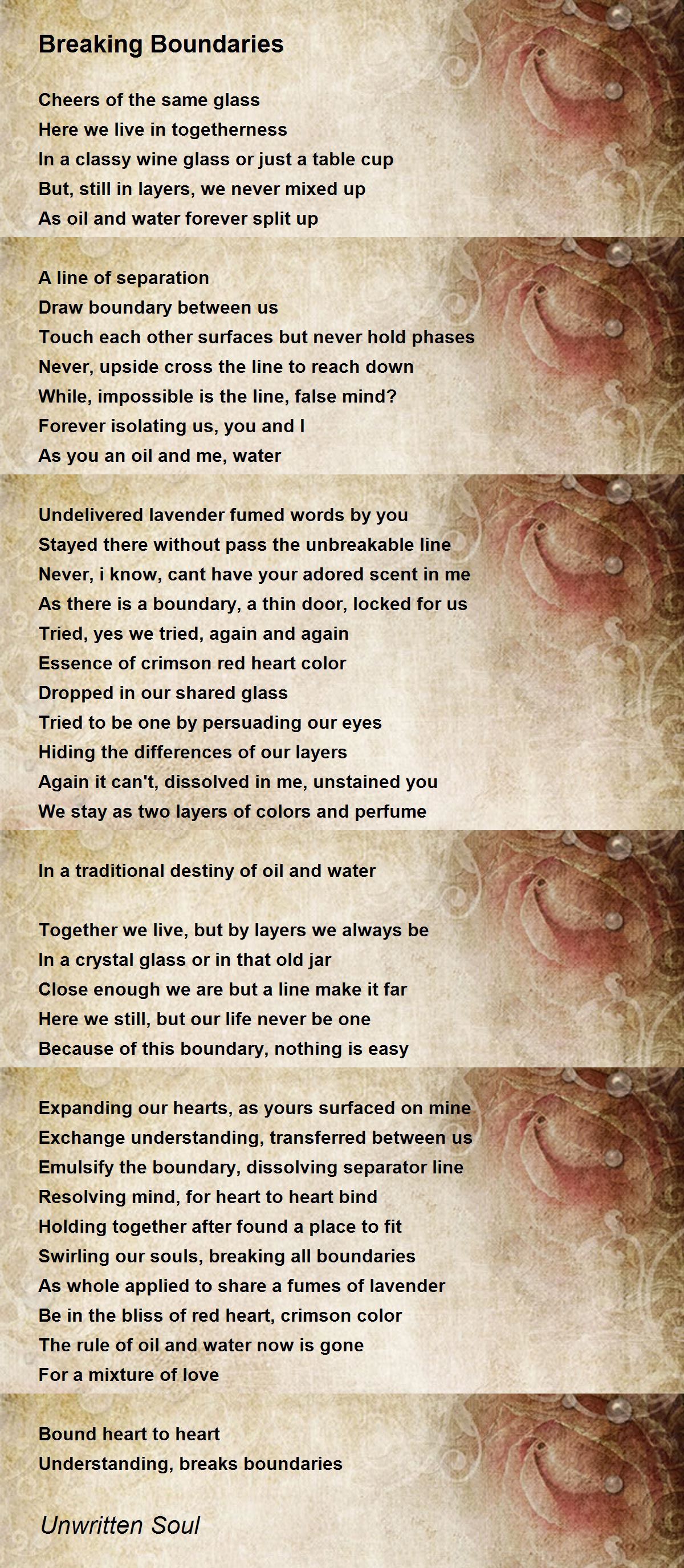 Breaking Boundaries Breaking Boundaries Poem by Unwritten Soul