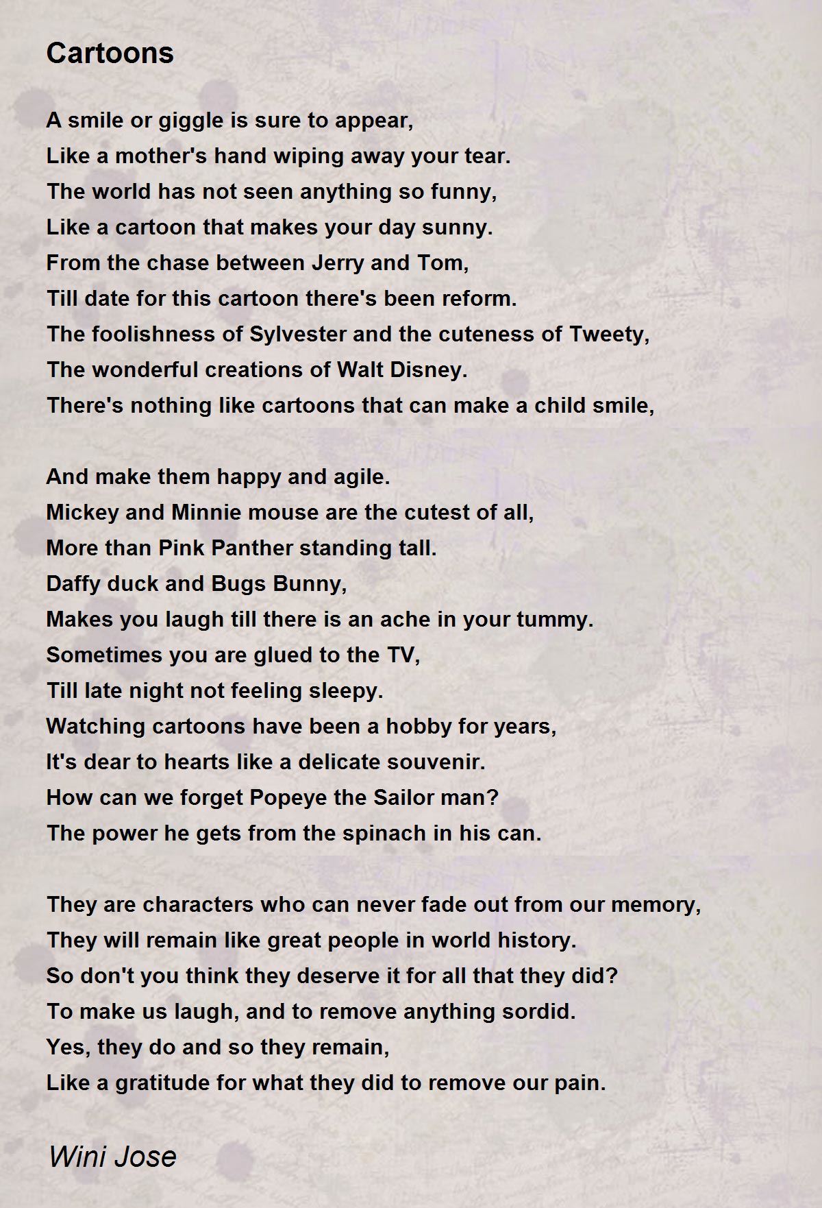 Cartoons Cartoons Poem by Wini Jose