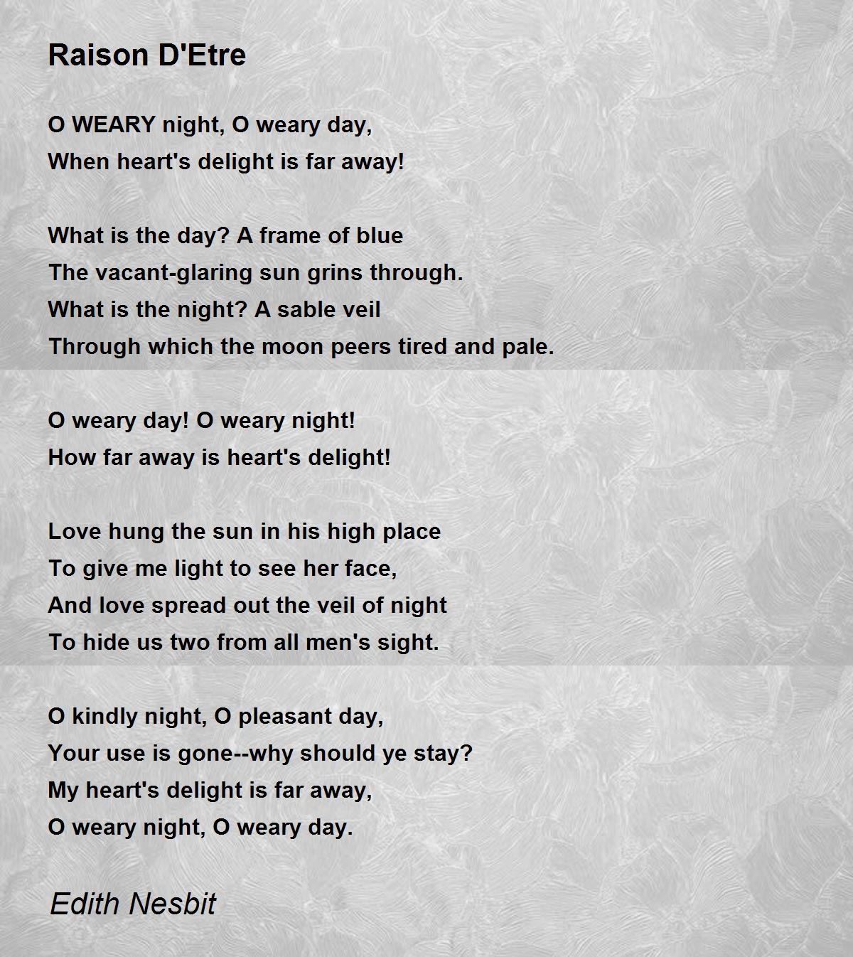 Raison D'Etre Poem by Edith Nesbit Poem Hunter