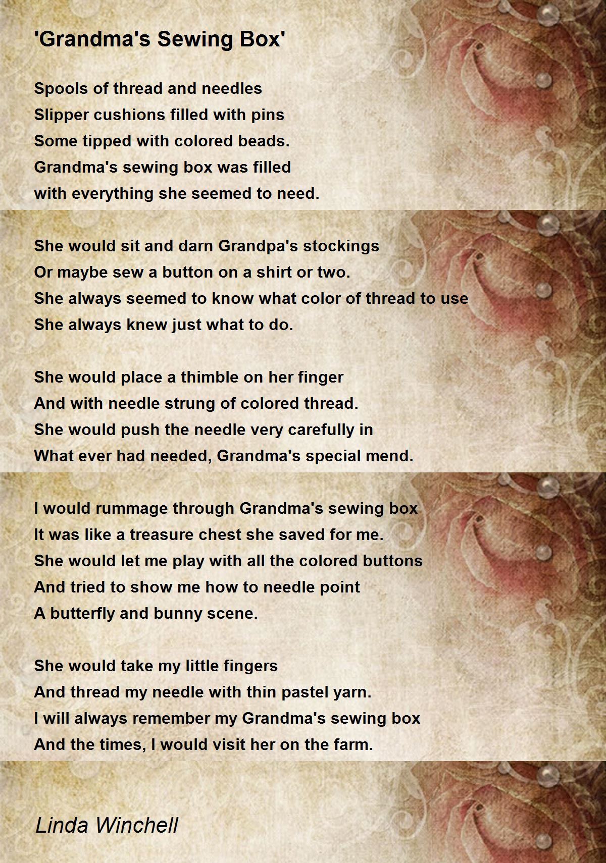 'Grandma's Sewing Box' Poem by Linda Winchell Poem Hunter