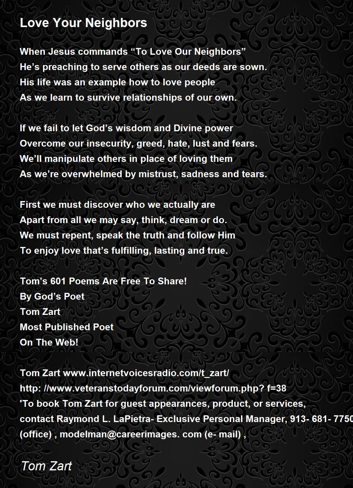 Love Your Neighbors Love Your Neighbors Poem by Tom Zart