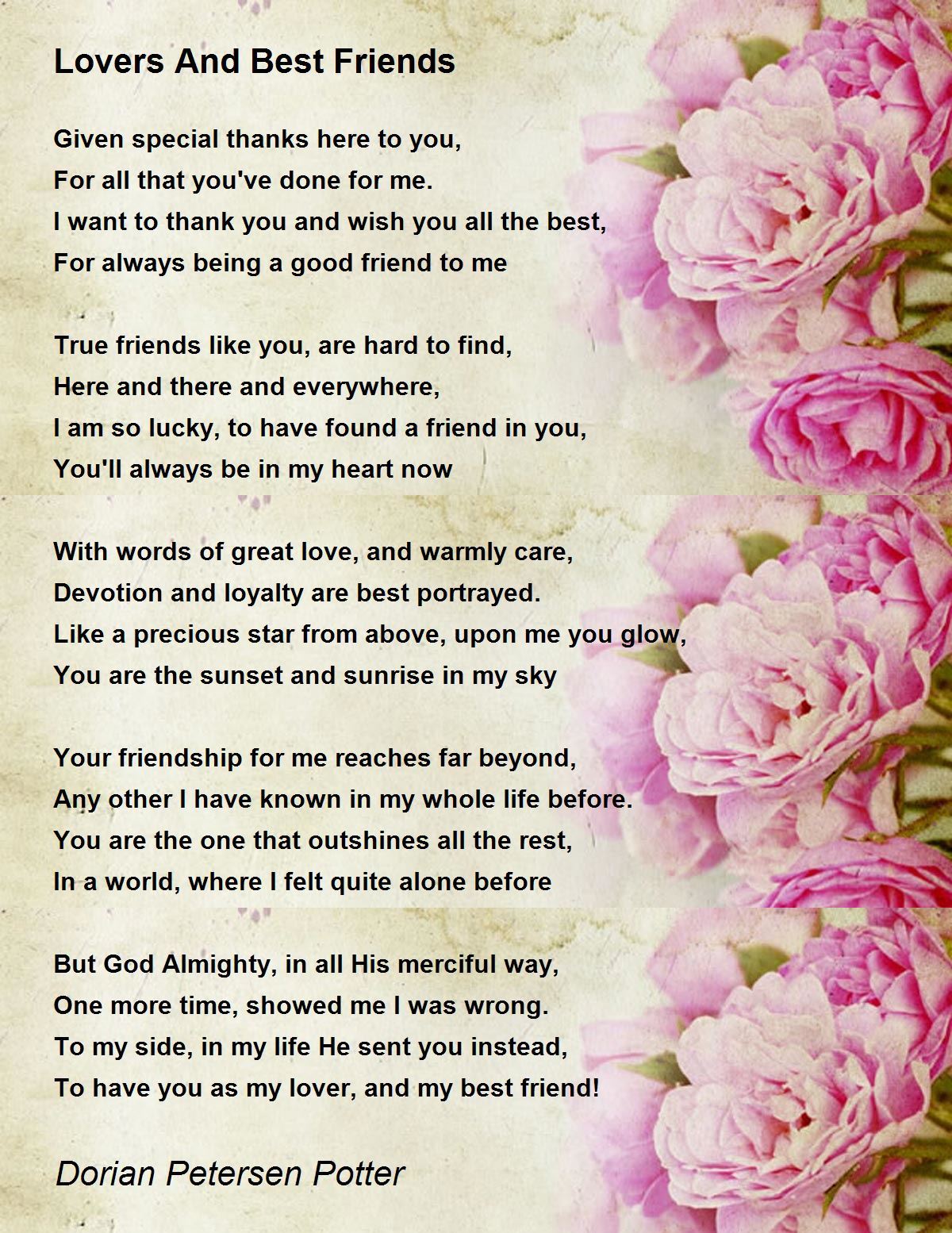 Lovers And Best Friends By Dorian Petersen Potter Lovers And Best Friends Poem Lovers And Best Friends By Dorian Petersen Potter Lovers And Best Friends Poem